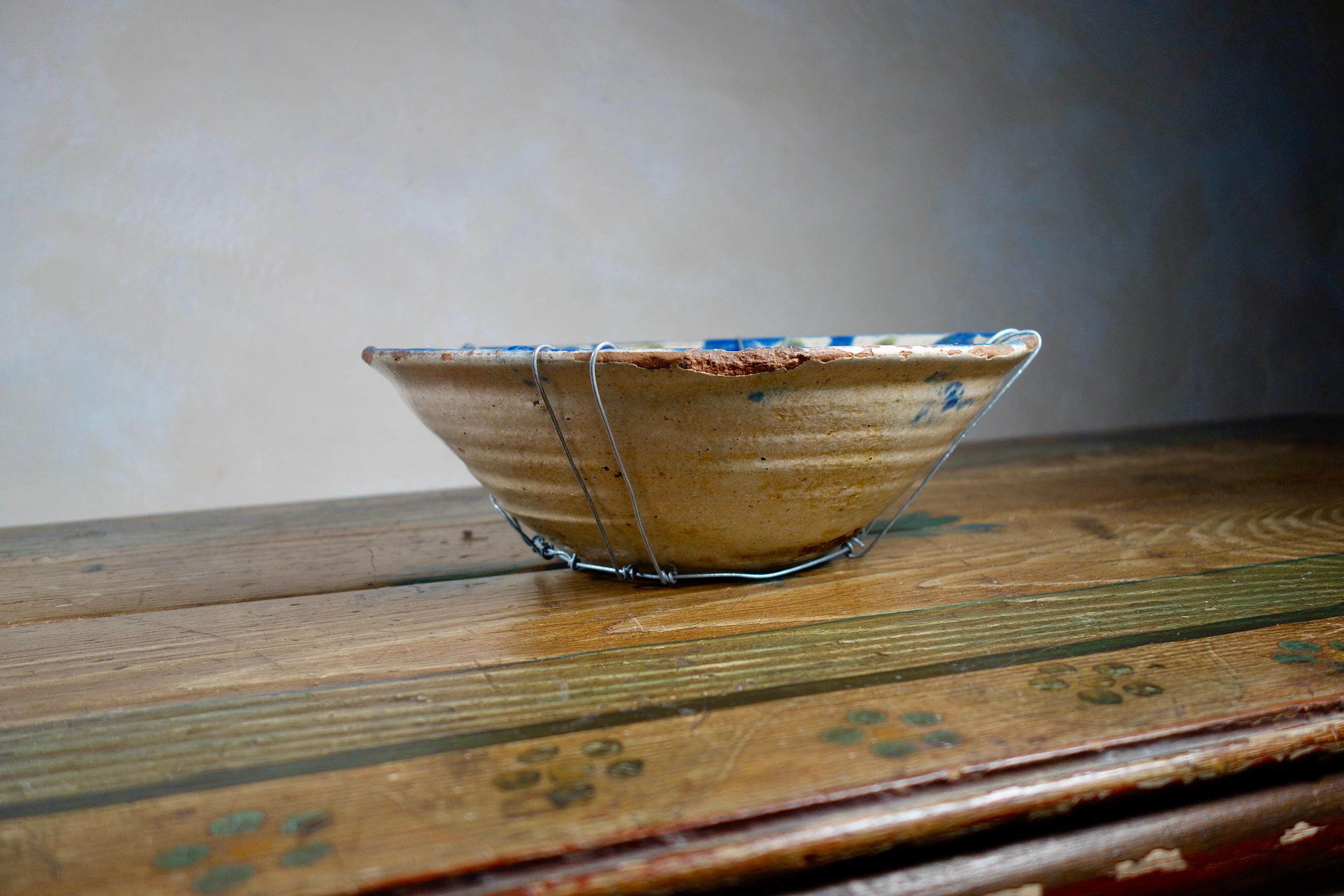 19th Century Fajalauza Spanish Ceramic Bowl Green and Blue 2