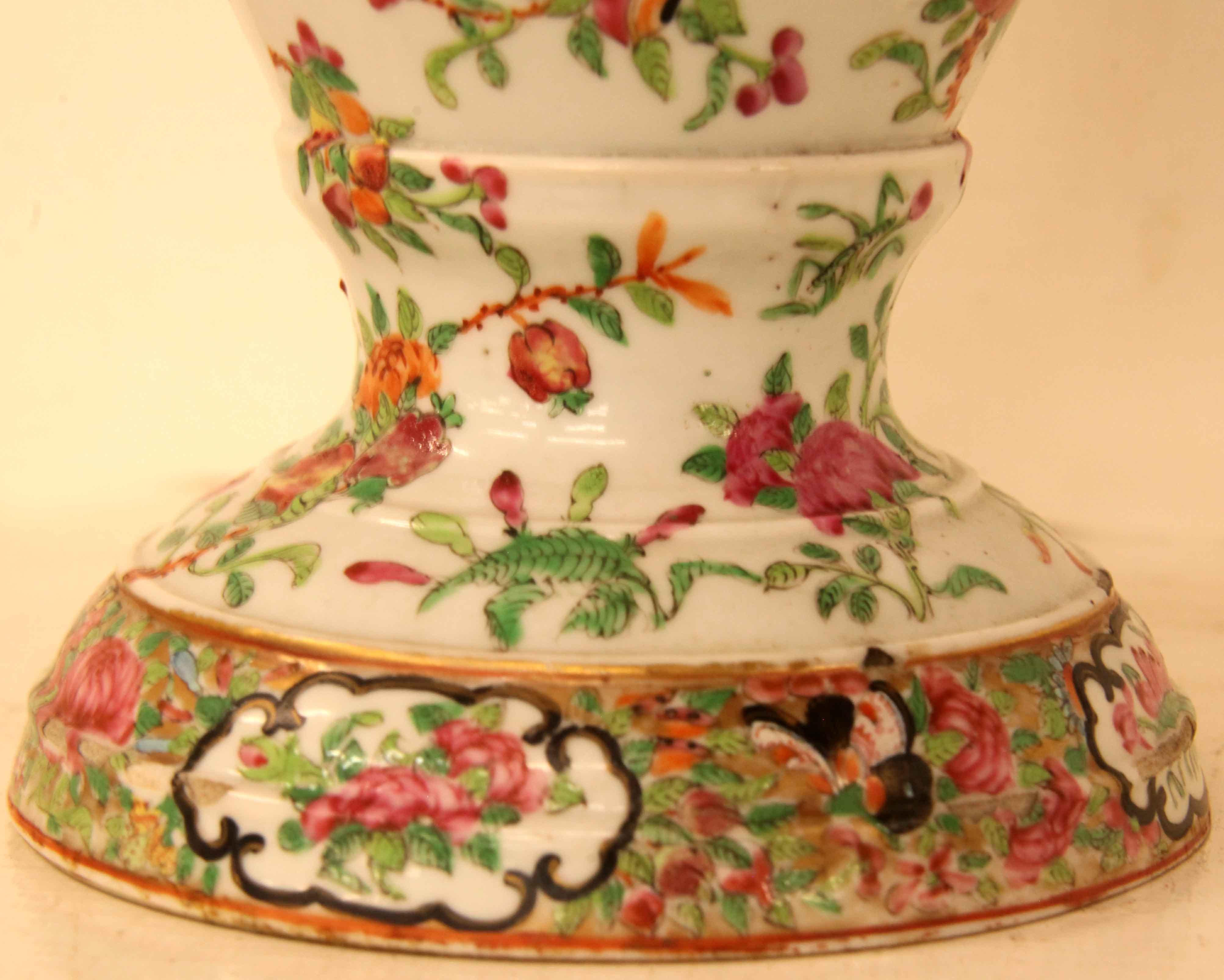 19th Century Famile Rose Footed Vase For Sale 5