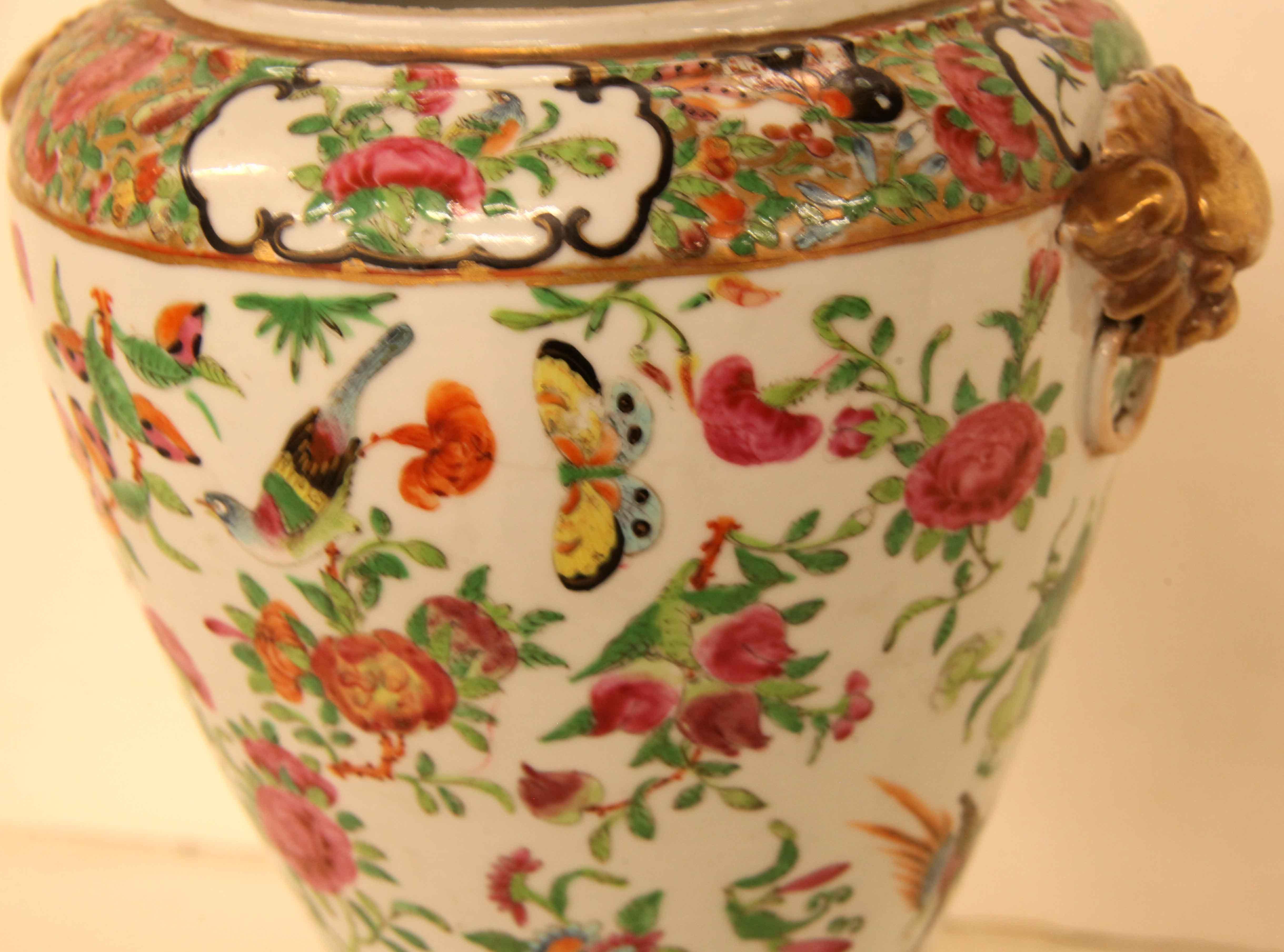 19th Century Famile Rose Footed Vase In Good Condition For Sale In Wilson, NC