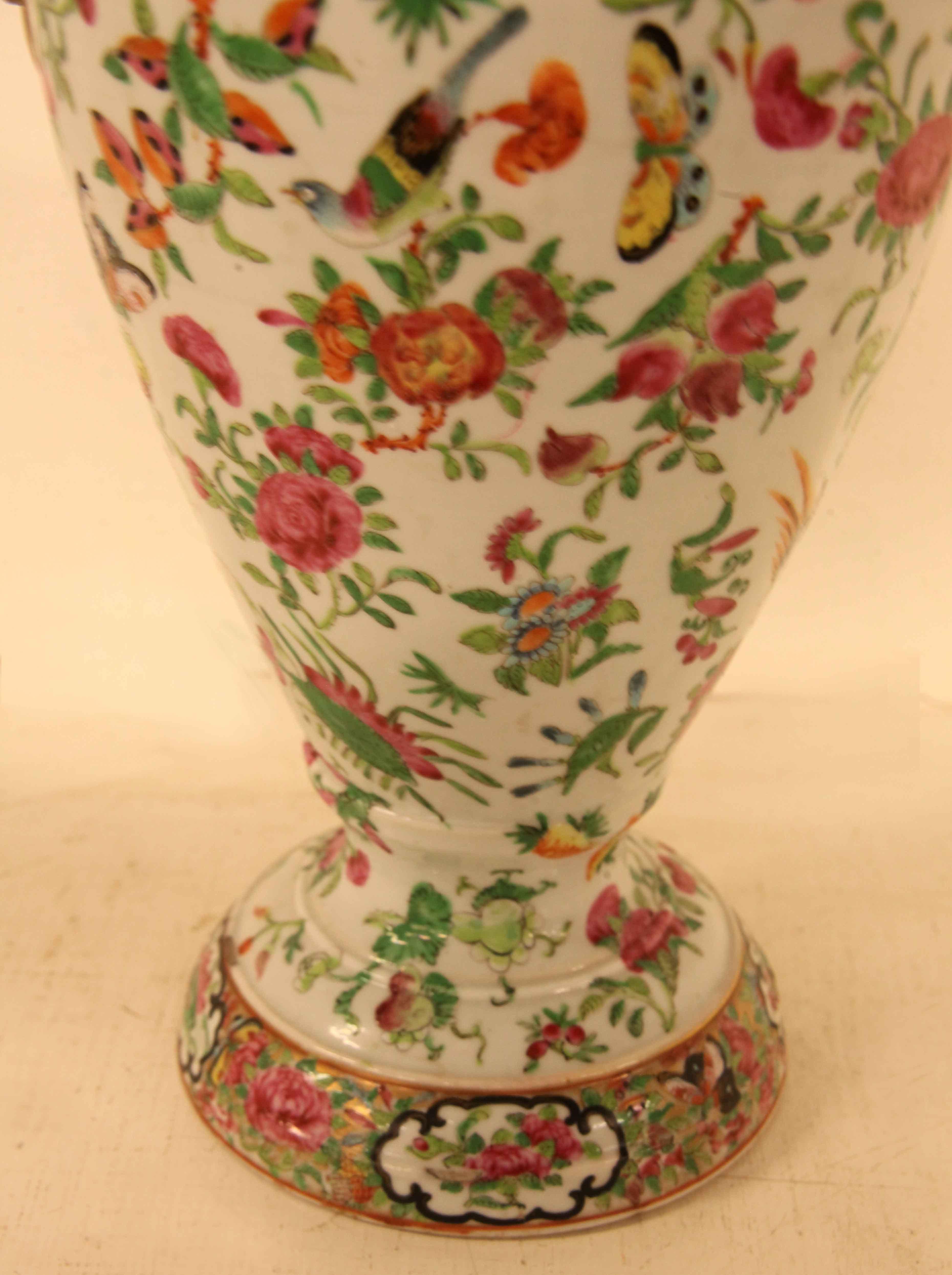 Mid-19th Century 19th Century Famile Rose Footed Vase For Sale