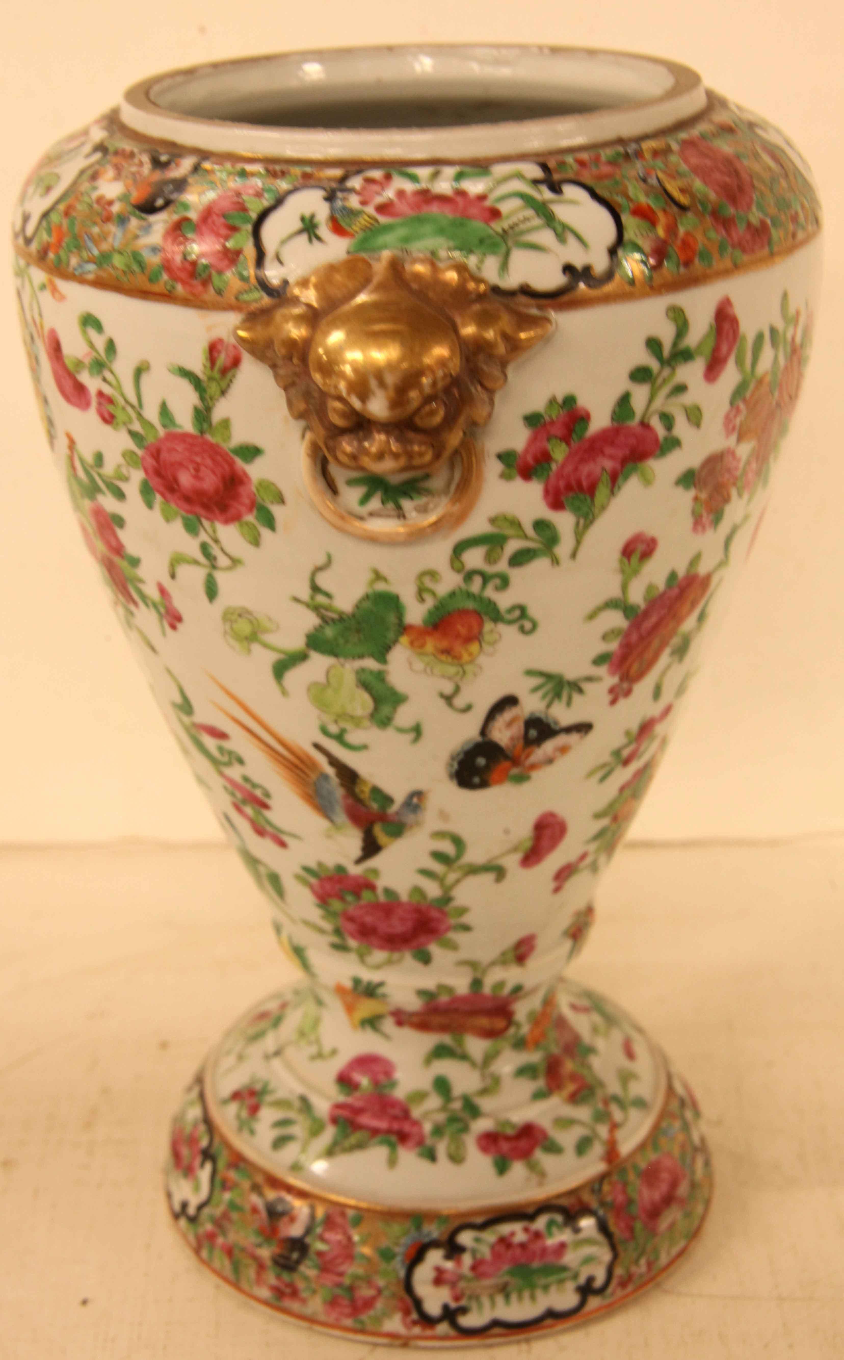 19th Century Famile Rose Footed Vase For Sale 1