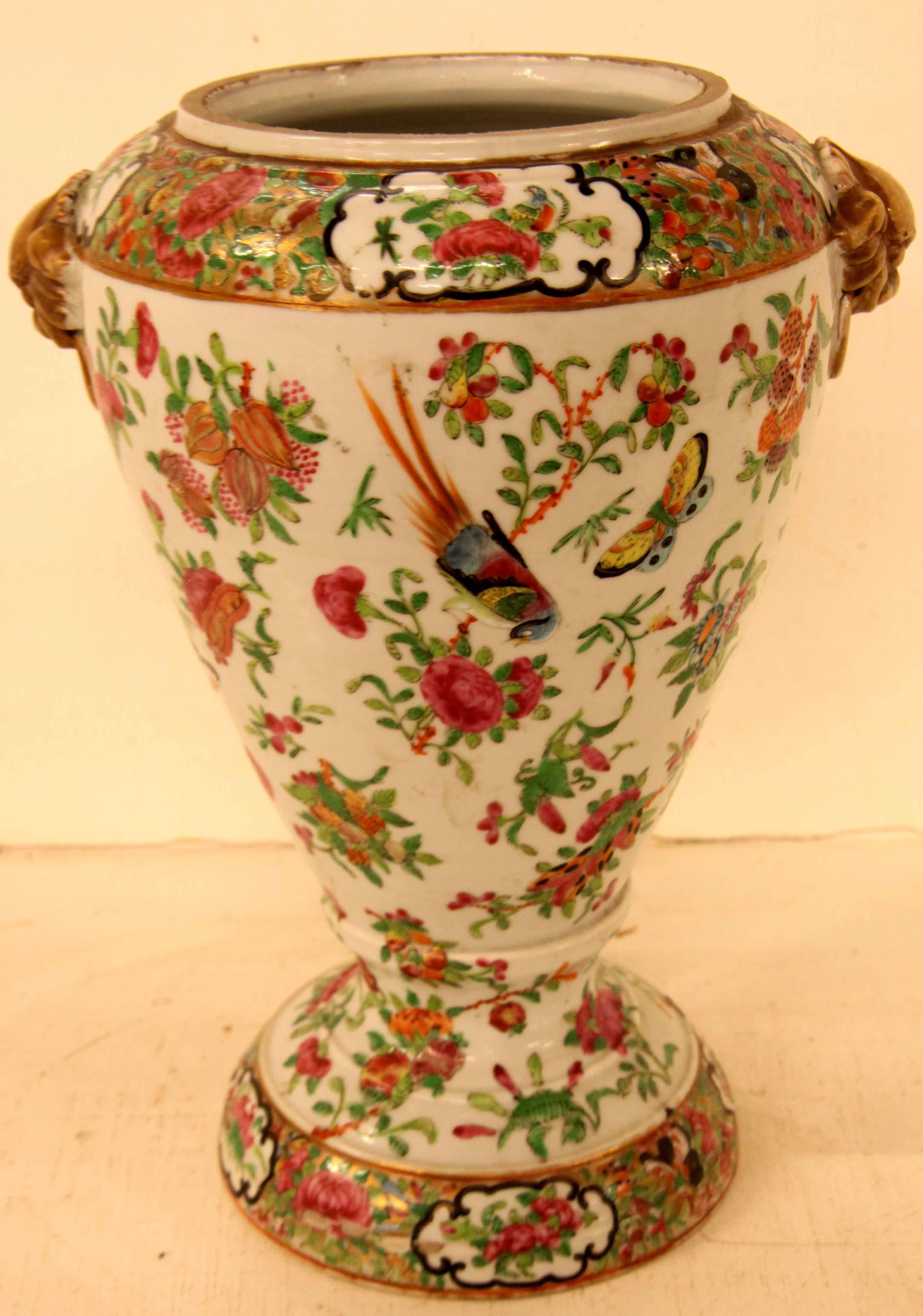 19th Century Famile Rose Footed Vase For Sale 2