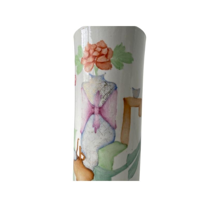 Jarrón con cepillo o soporte para sombreros del siglo XIX de estilo rosa familiar en Bueno estado para la venta en Wichita, KS