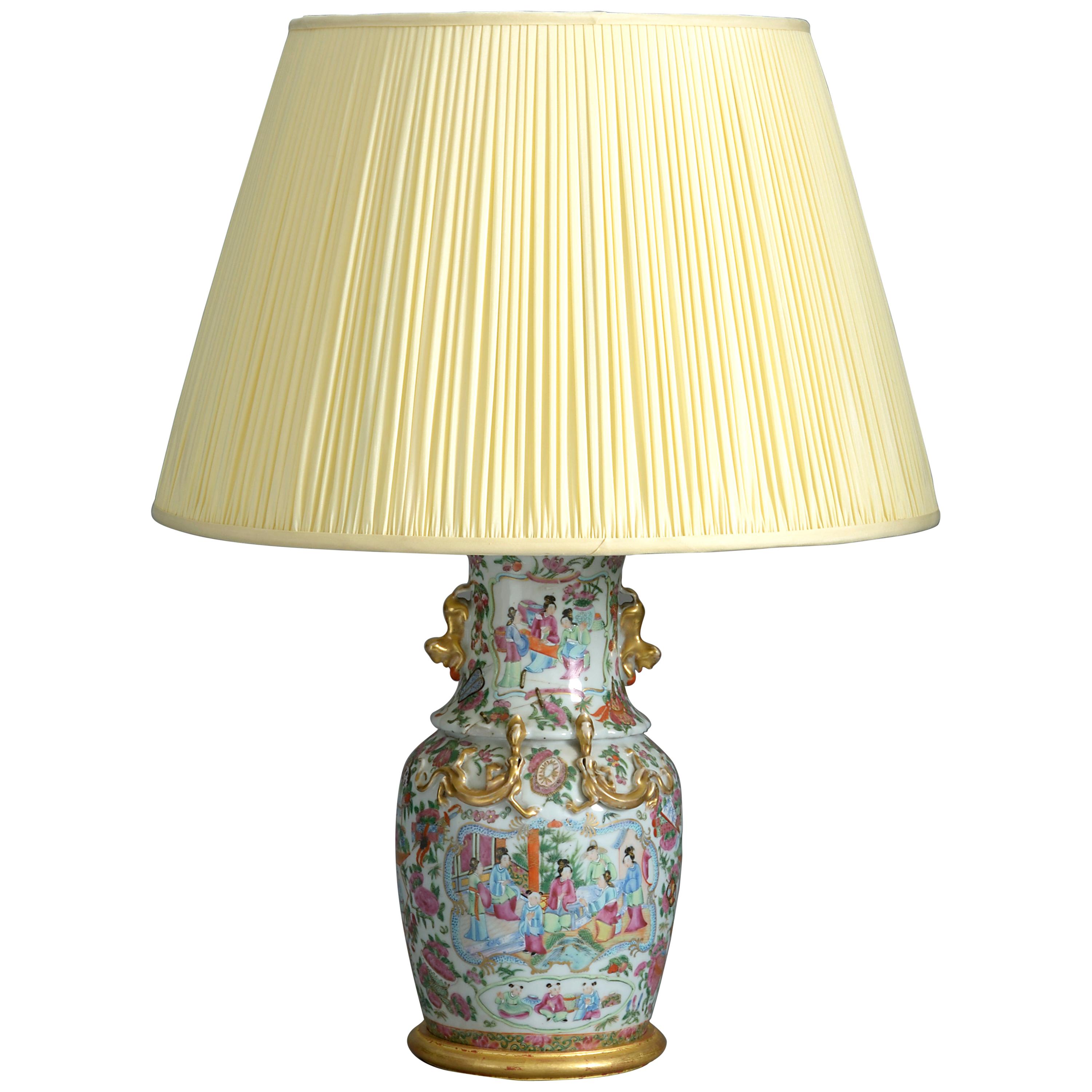 19th Century Famille Rose Porcelain Vase Lamp at 1stDibs