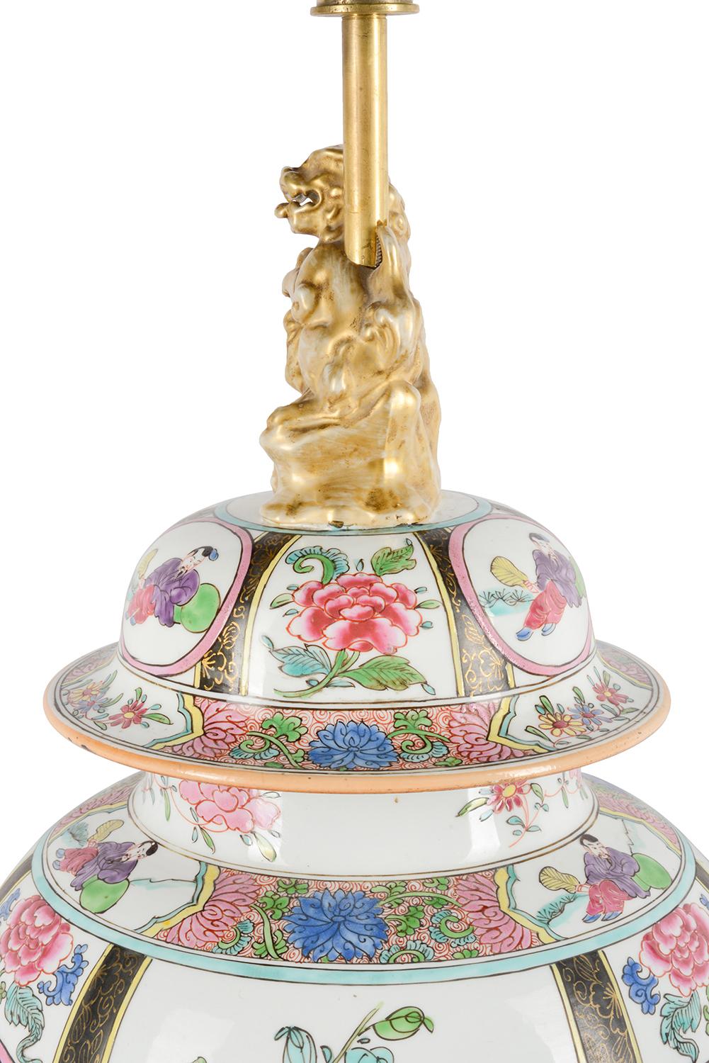 Samson-Porzellanvase / Lampe im Famille-Rose-Stil des 19. Jahrhunderts im Angebot 4
