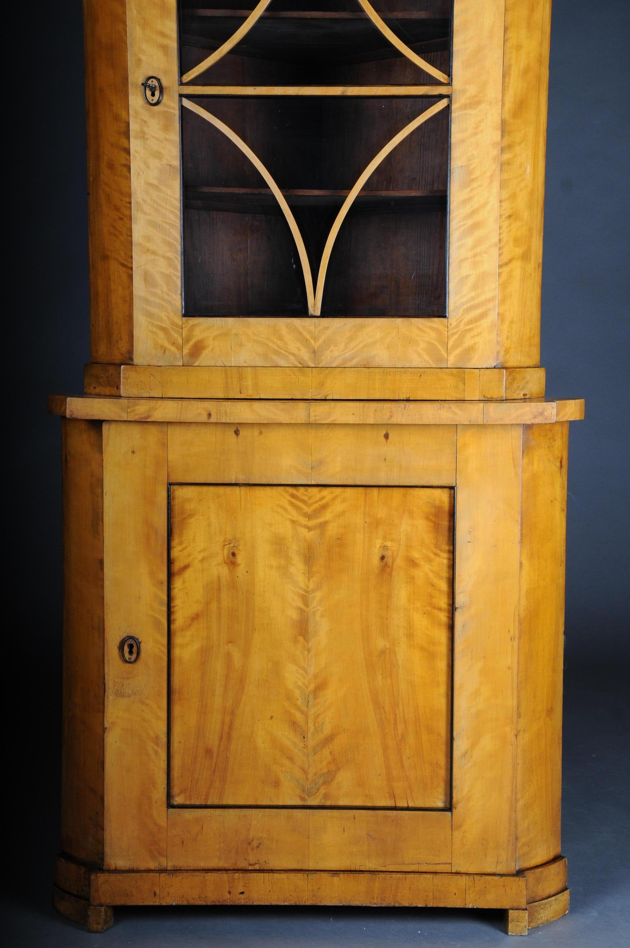 Ebonized 19th Century Fancy Biedermeier Corner Cupboard, Showcase, Birch For Sale