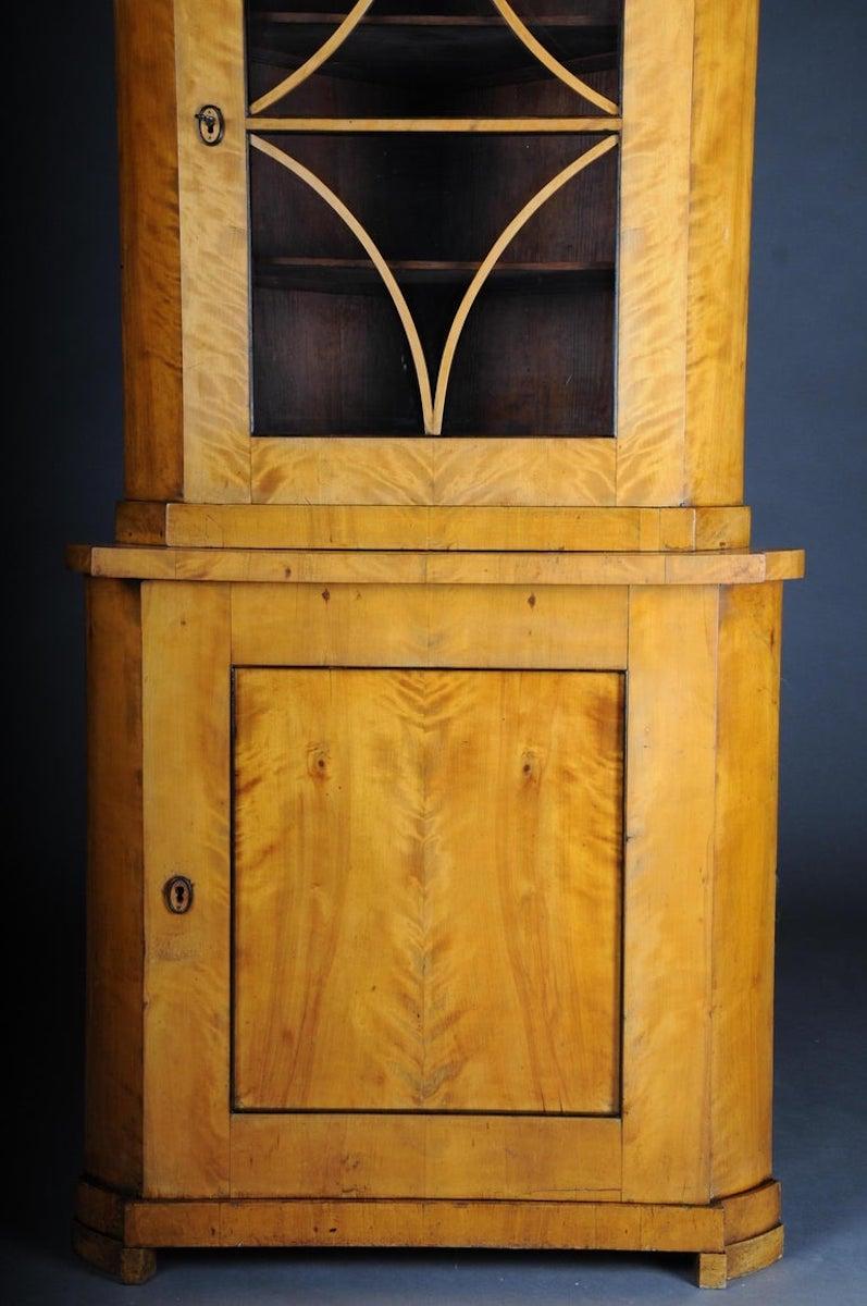 Fancy Biedermeier-Eckschrank aus dem 19. Jahrhundert, Vitrine, Birke 3