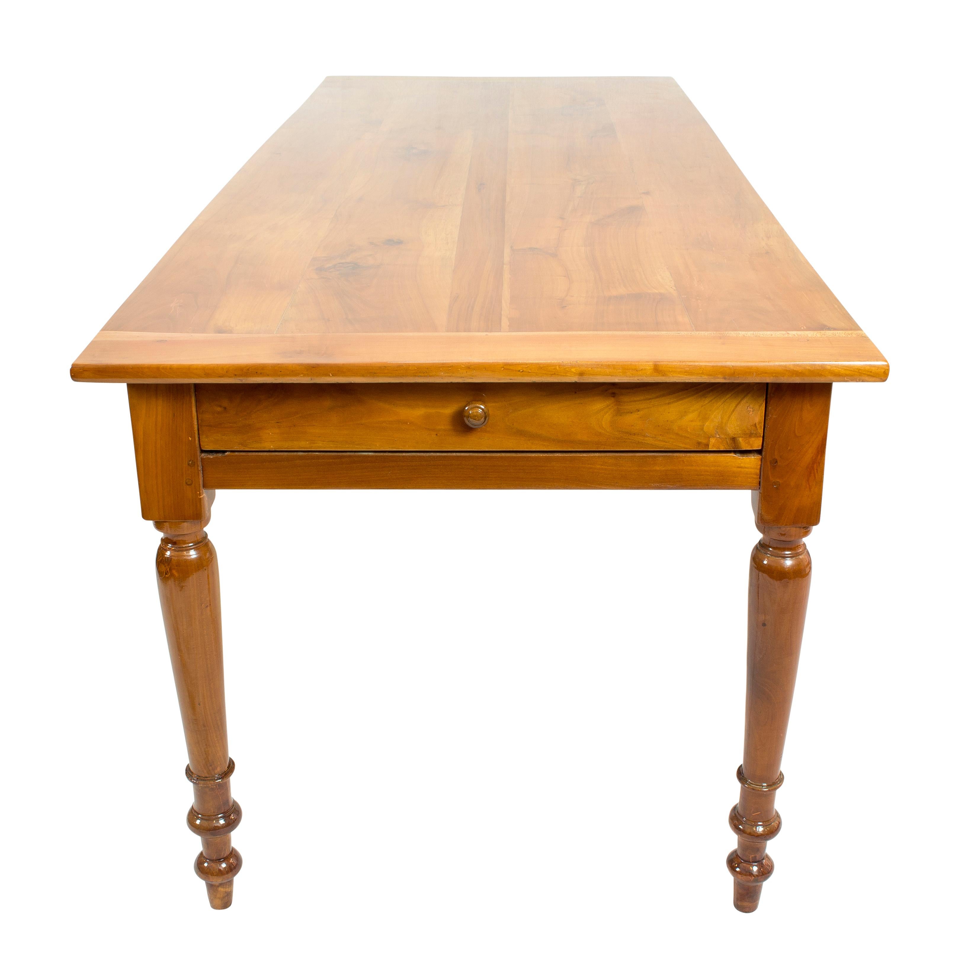French 19th Century Farmhouse Biedermeier Solid Cherrywood Table For Sale