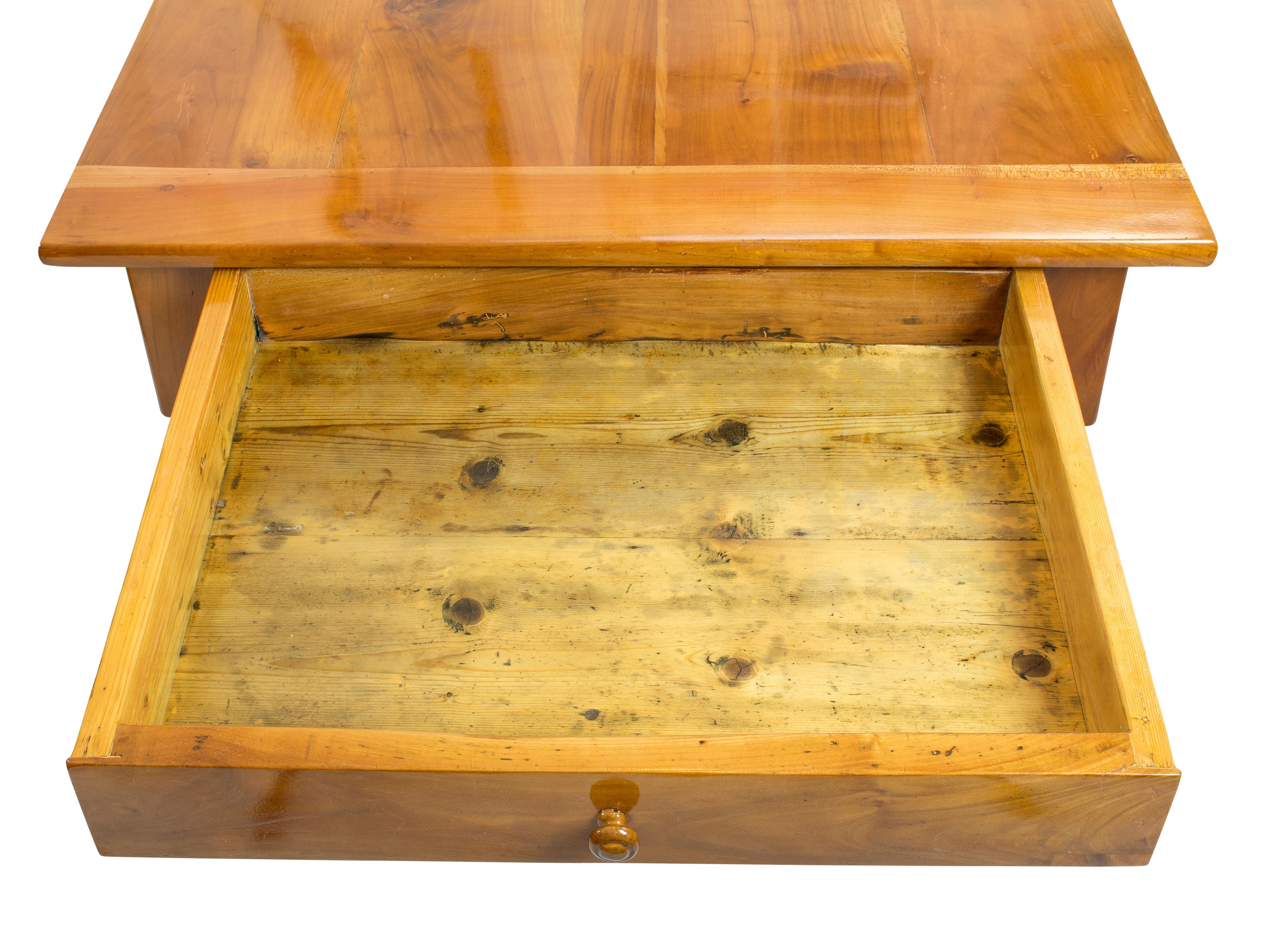 Polished 19th Century Farmhouse Biedermeier Solid Cherrywood Table For Sale