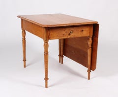 19th Century Farmhouse Dining or Kitchen Table, Drop-Leaf, Sweden, Pine