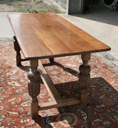 19th Century Farmhouse Gothic Oak Refectory Table     This is a large piece