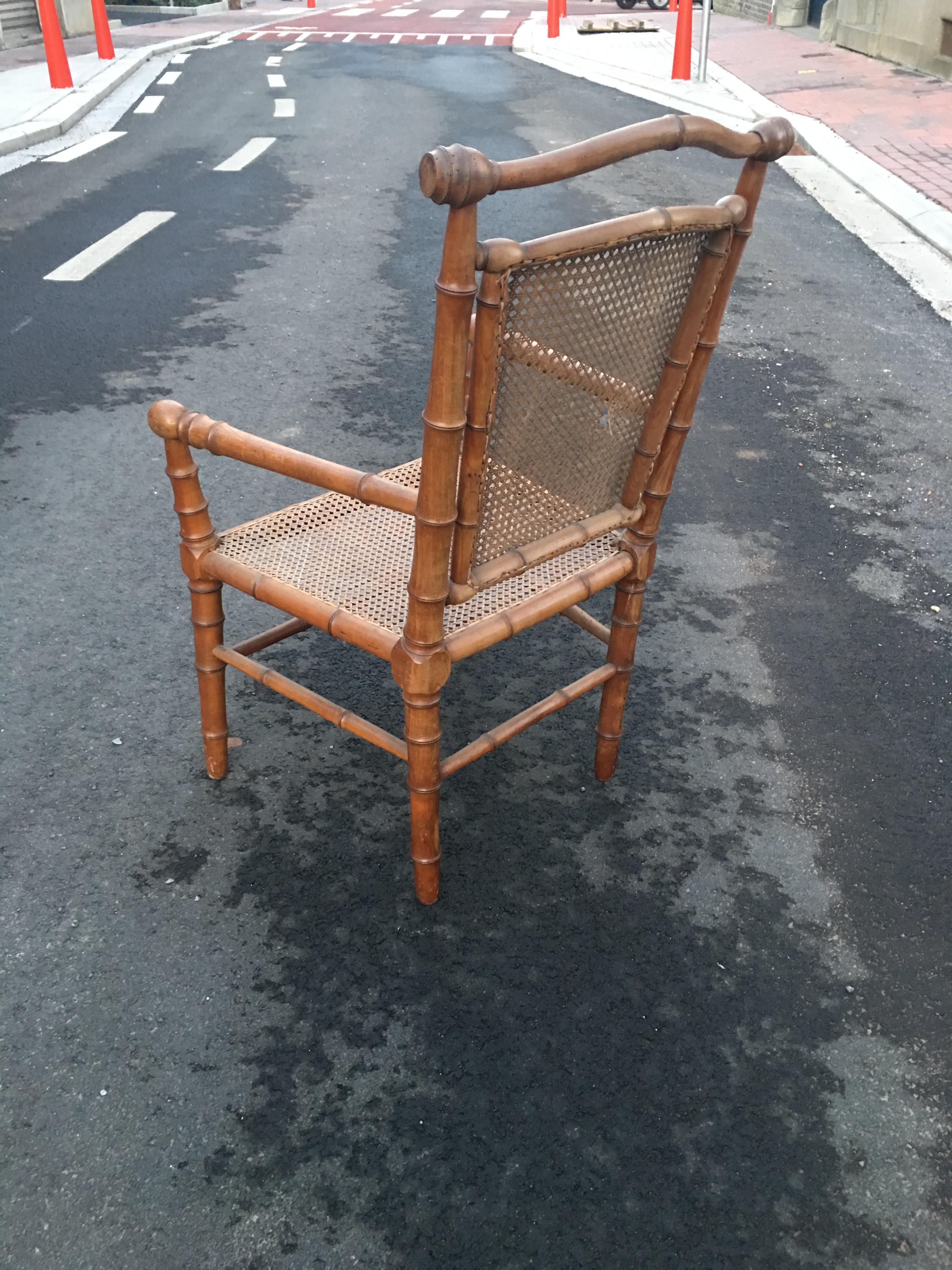 19. Jahrhundert Kunstbambus-Sessel im Zustand „Relativ gut“ im Angebot in Saint-Ouen, FR