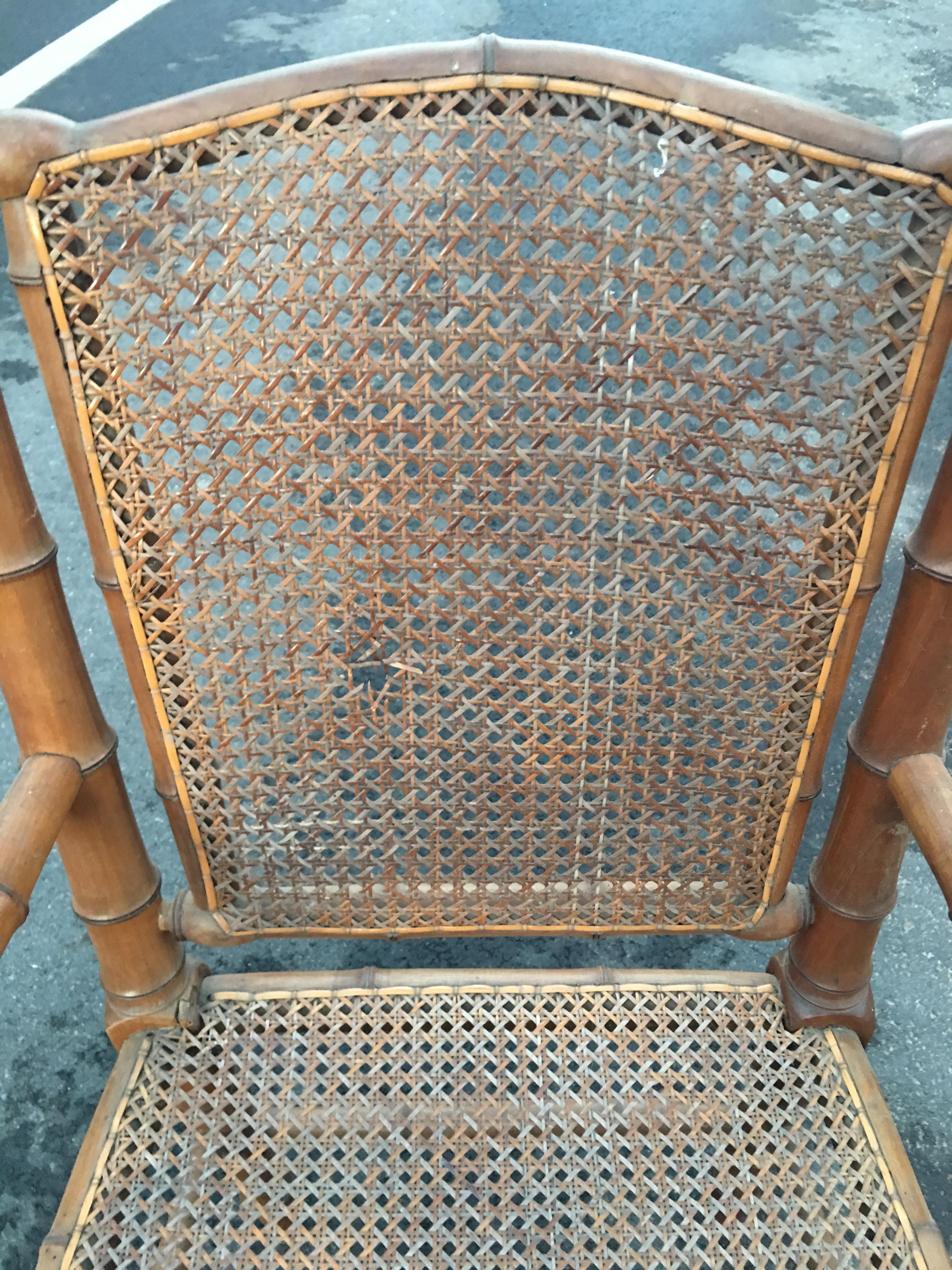 19th Century Faux-Bamboo Armchair In Fair Condition For Sale In Saint-Ouen, FR
