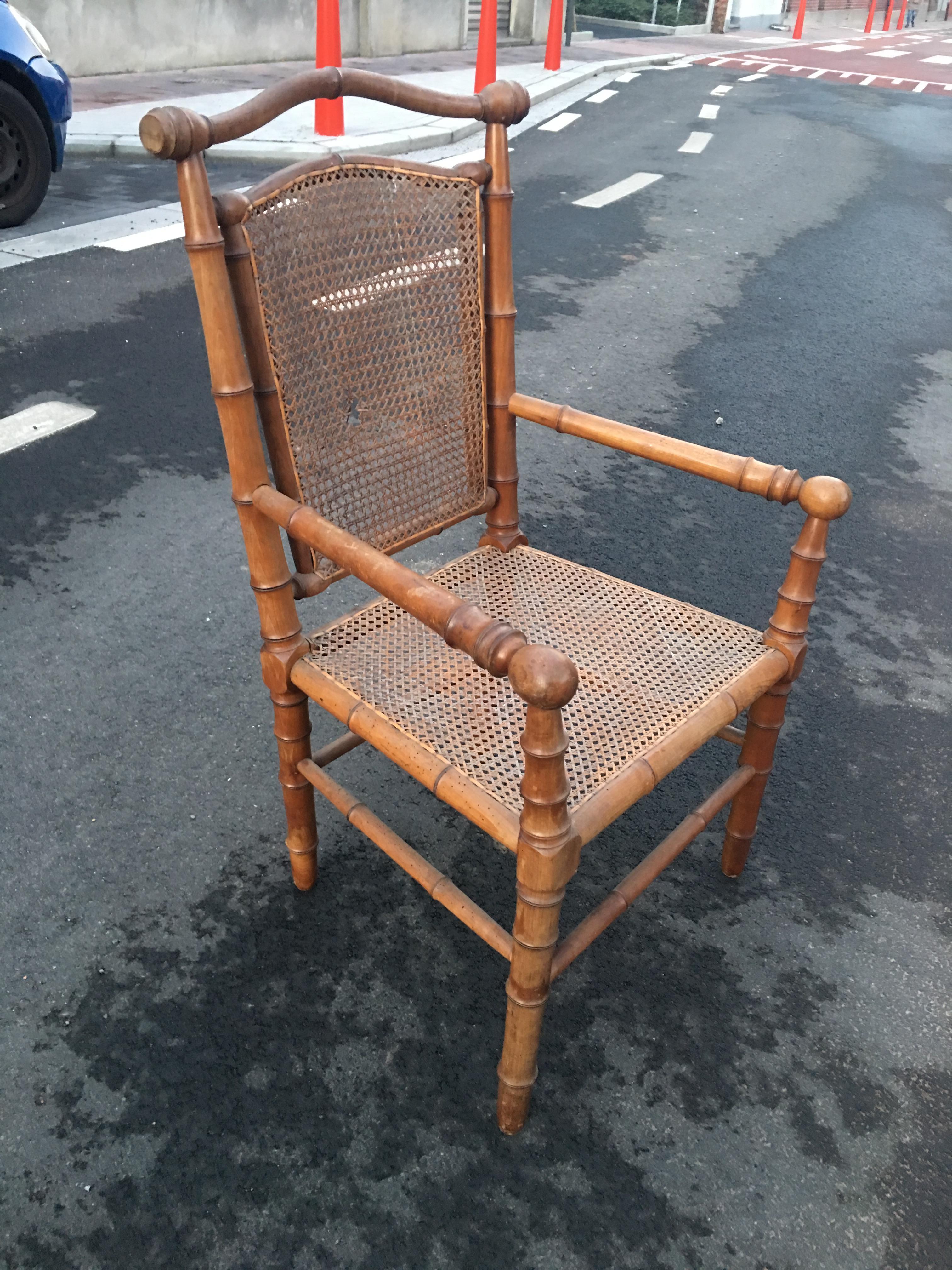 19th Century Faux-Bamboo Armchair For Sale 3