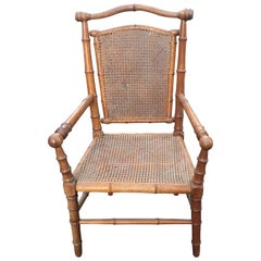 Antique 19th Century Faux-Bamboo Armchair