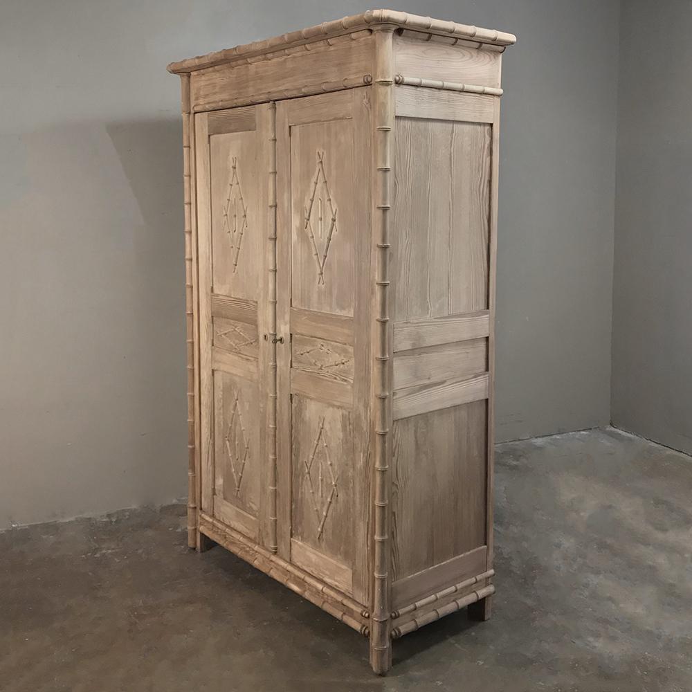 19th Century Faux Bamboo Armoire In Good Condition In Dallas, TX