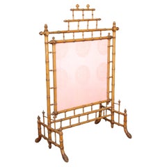19th Century Faux Bamboo Asian Style French-Made Firescreen