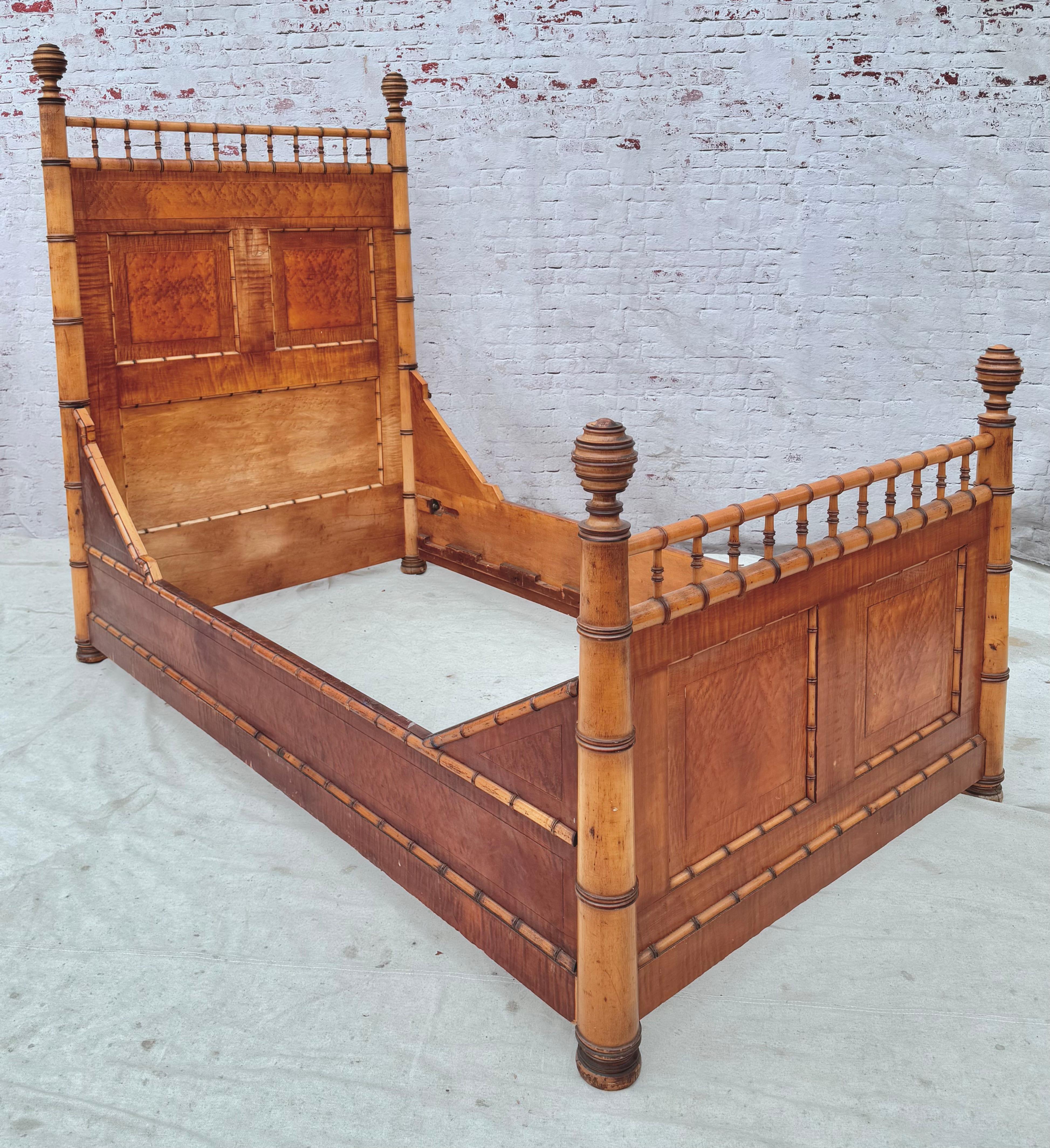19th Century Faux Bamboo Bed For Sale 4
