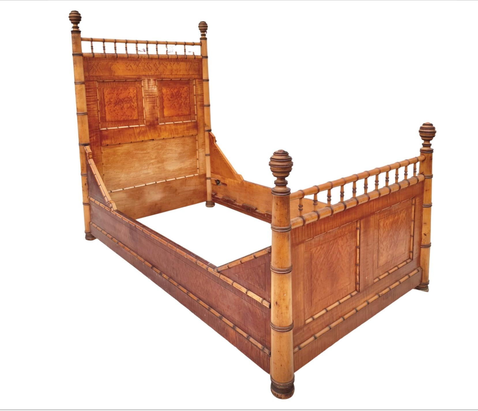 19th Century Faux Bamboo Bed For Sale 7