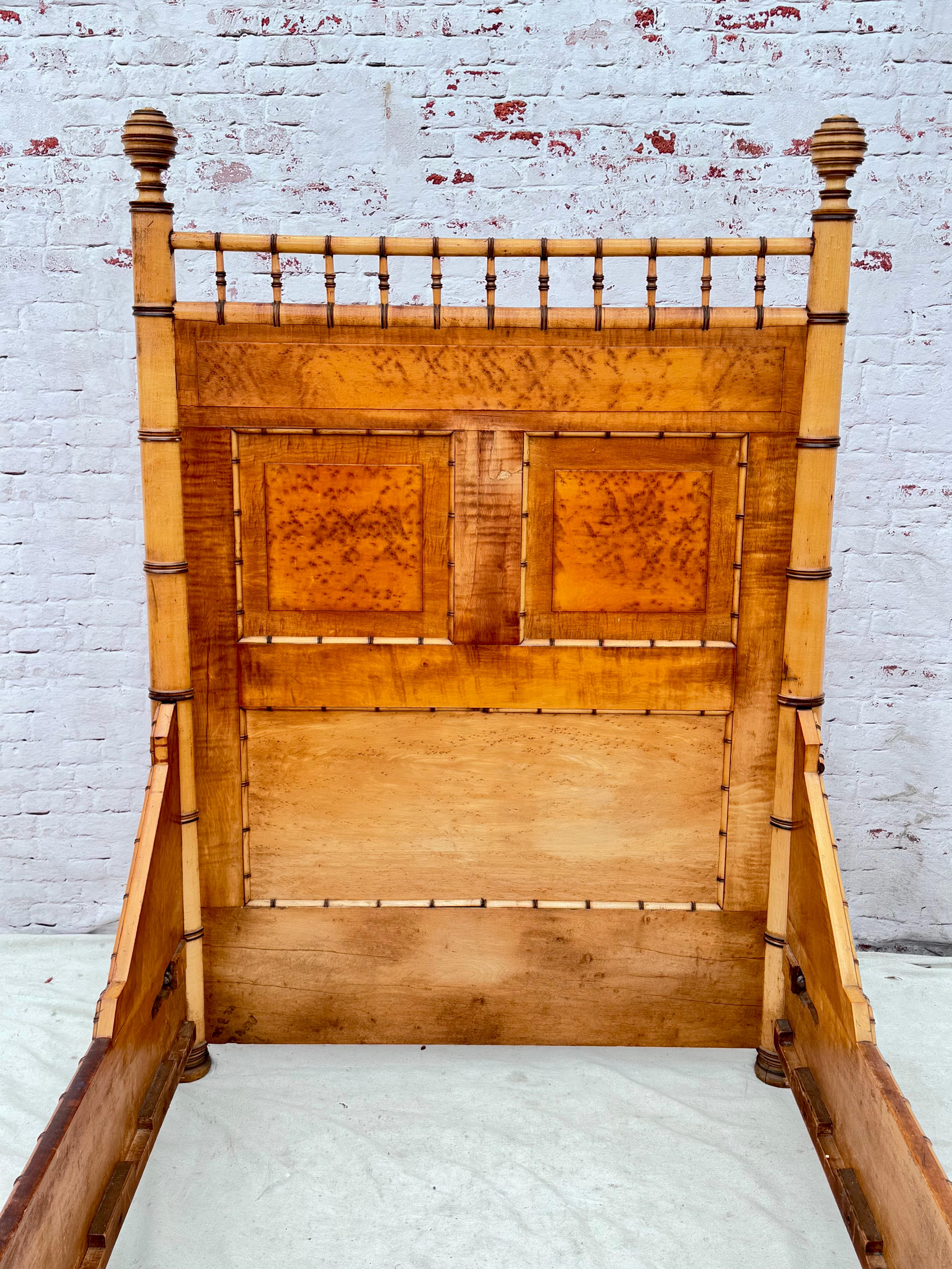 American 19th Century Faux Bamboo Bed For Sale