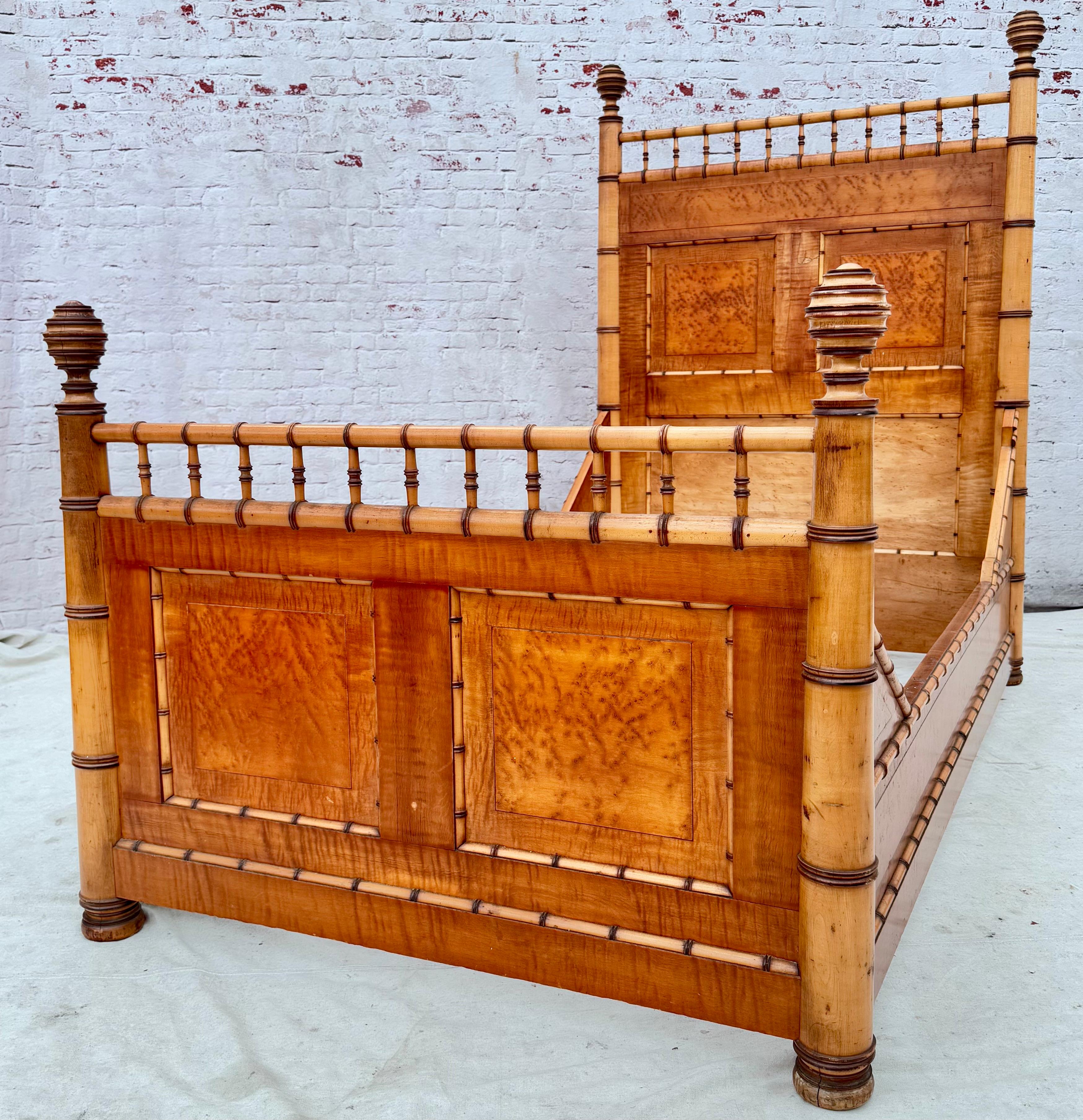 19th Century Faux Bamboo Bed In Good Condition For Sale In Bradenton, FL