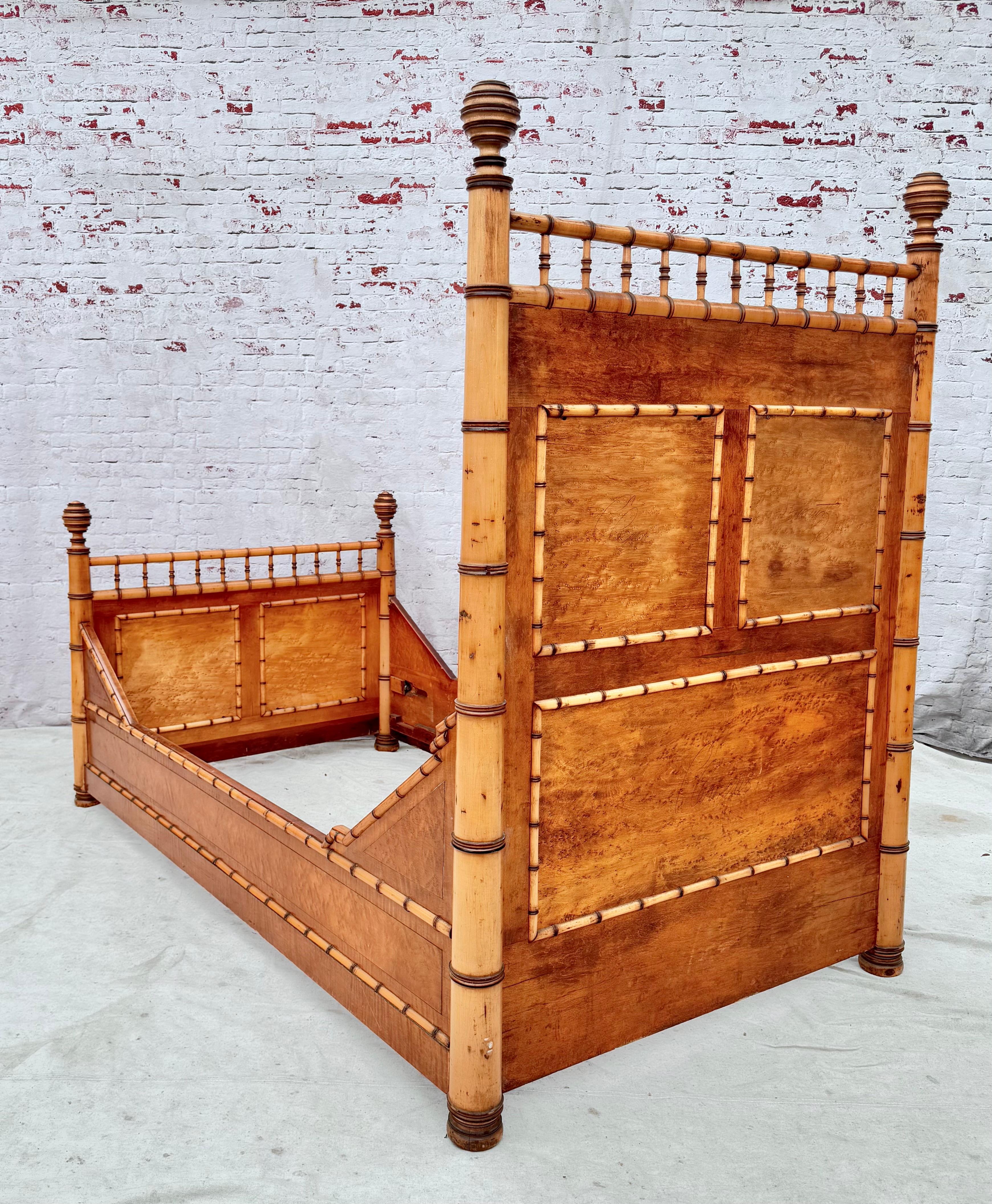 19th Century Faux Bamboo Bed For Sale 2