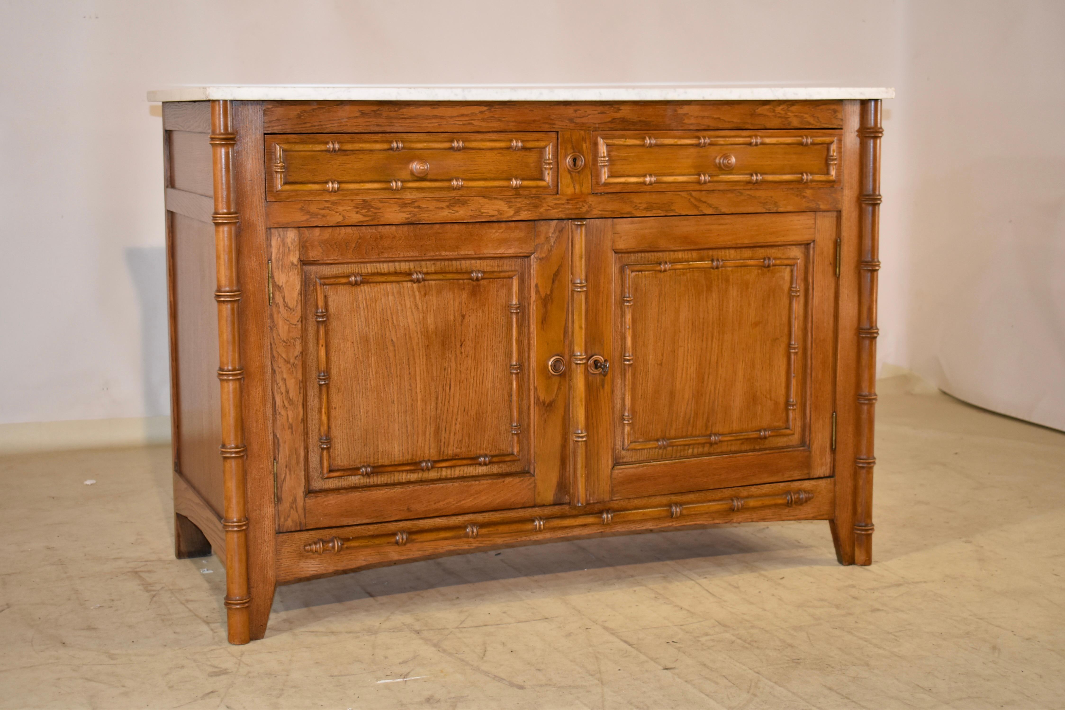 Art Nouveau 19th Century Faux Bamboo Buffet with Marble Top For Sale
