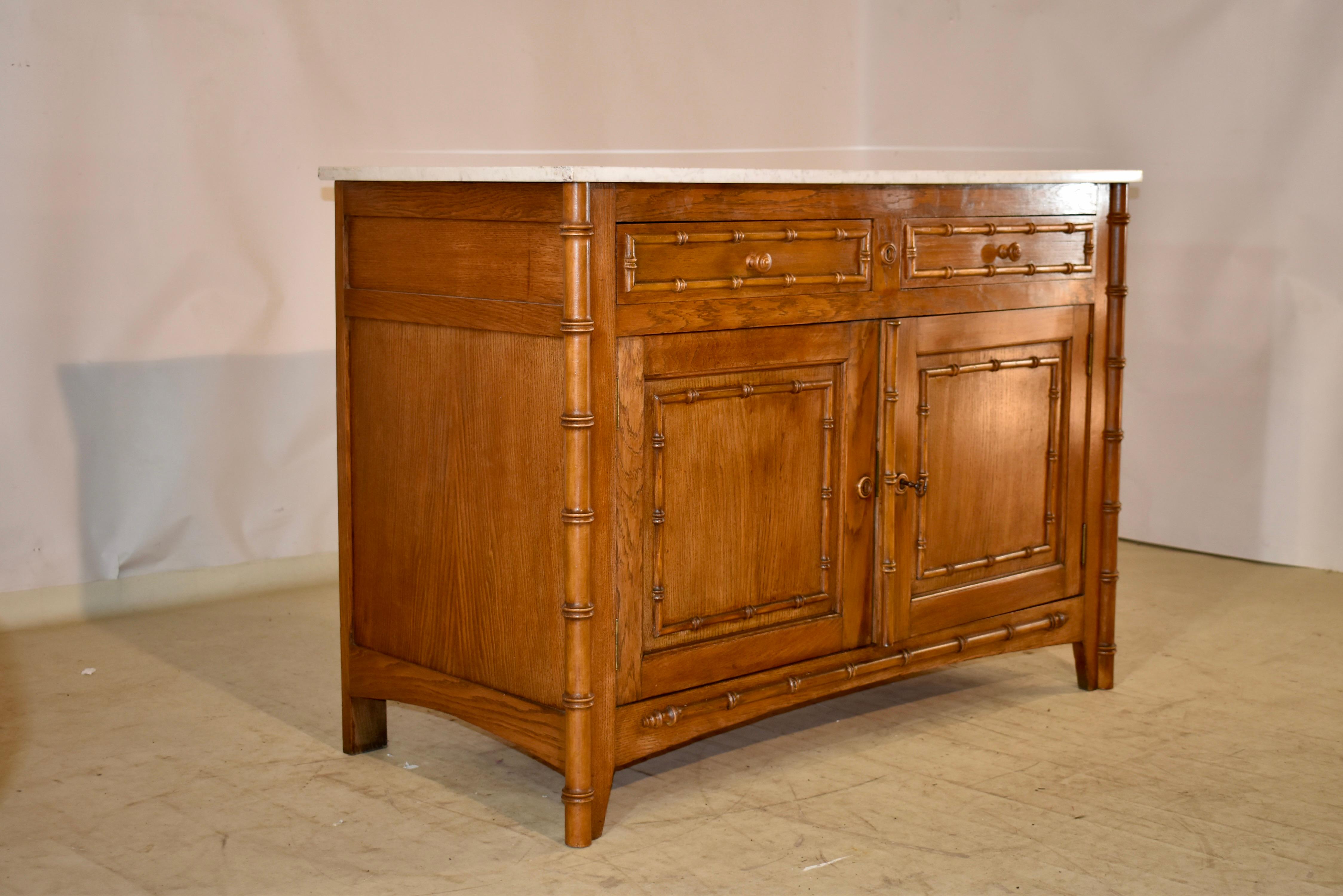 French 19th Century Faux Bamboo Buffet with Marble Top For Sale