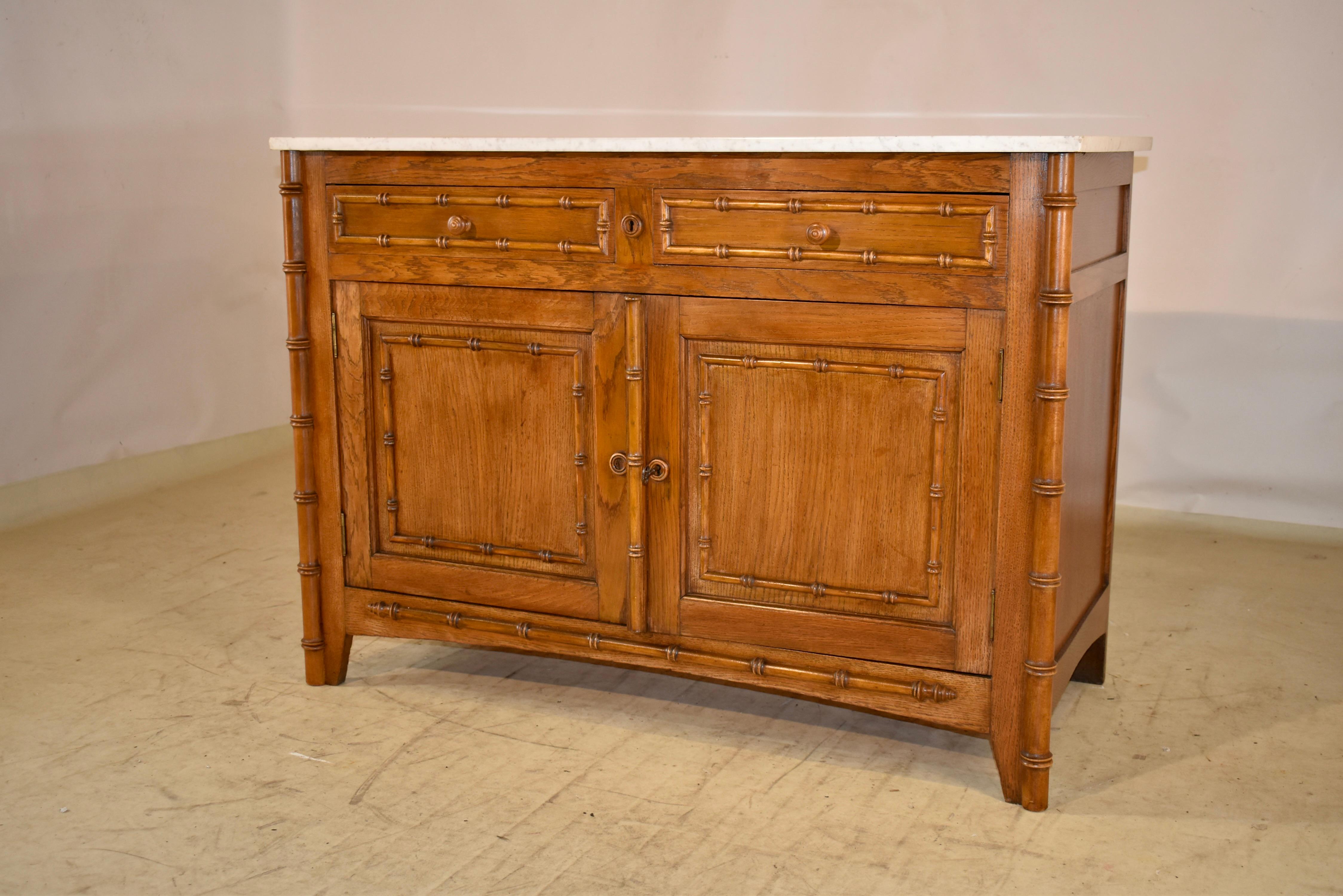 19th Century Faux Bamboo Buffet with Marble Top In Good Condition For Sale In High Point, NC