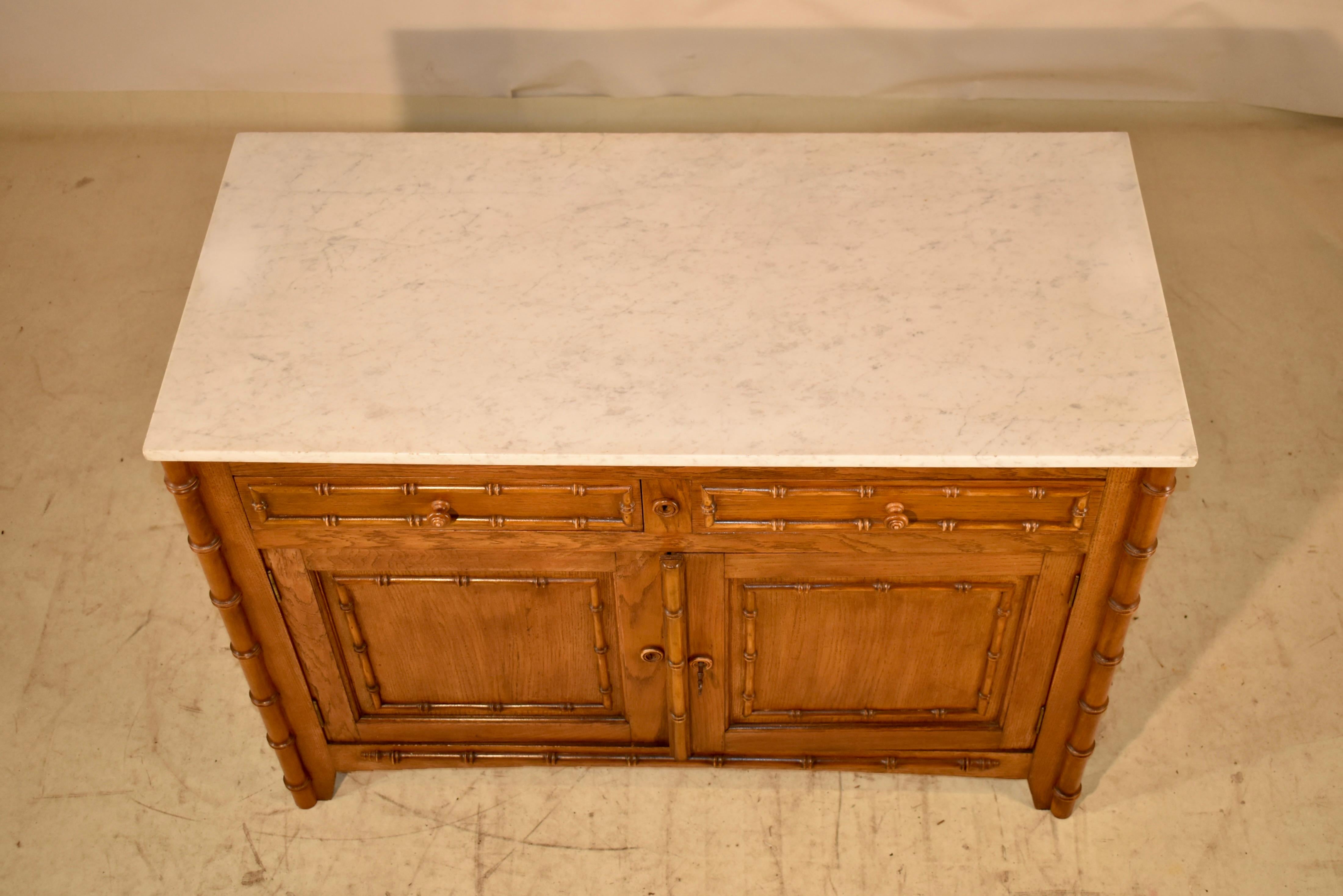 19th Century Faux Bamboo Buffet with Marble Top For Sale 1