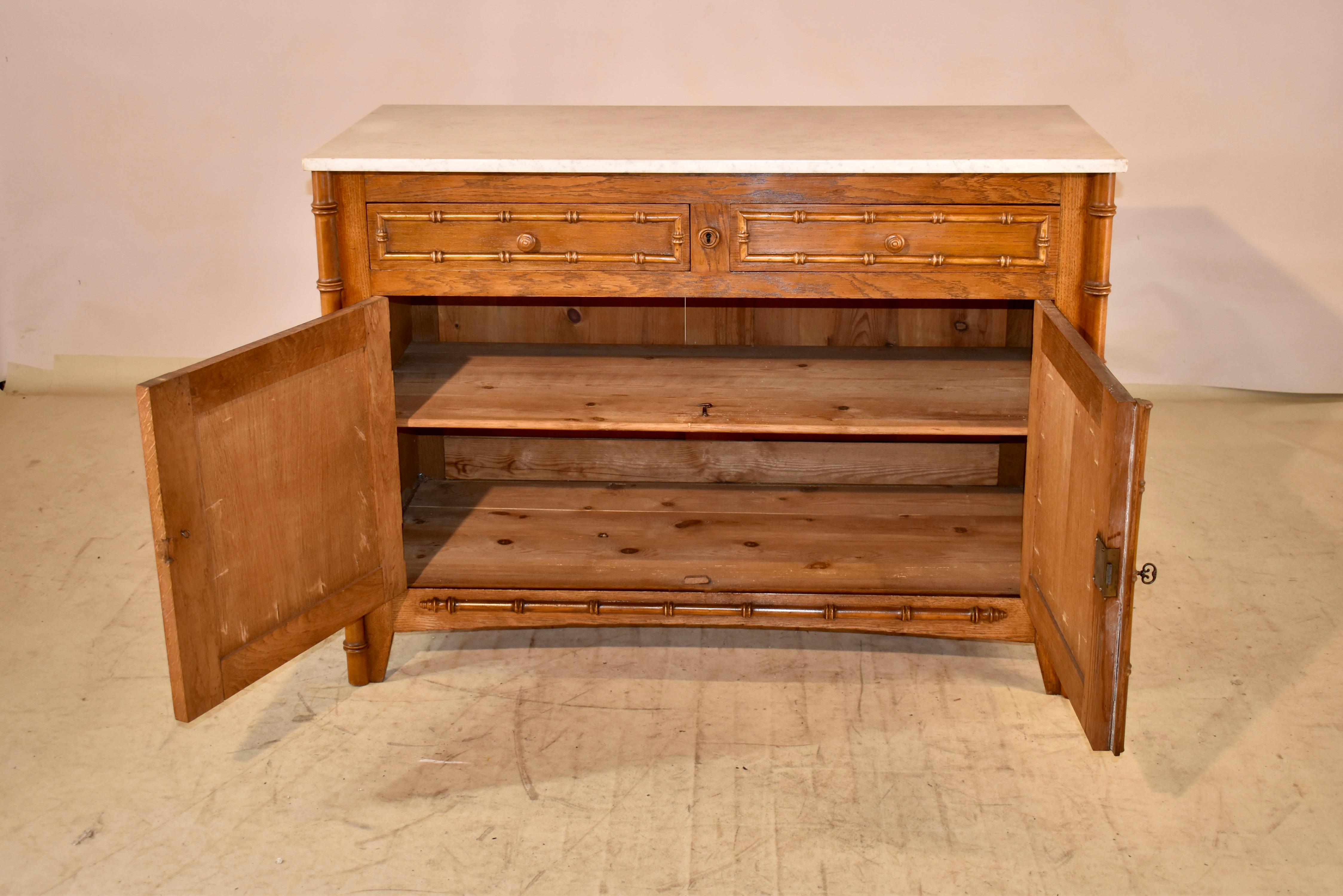 19th Century Faux Bamboo Buffet with Marble Top For Sale 2