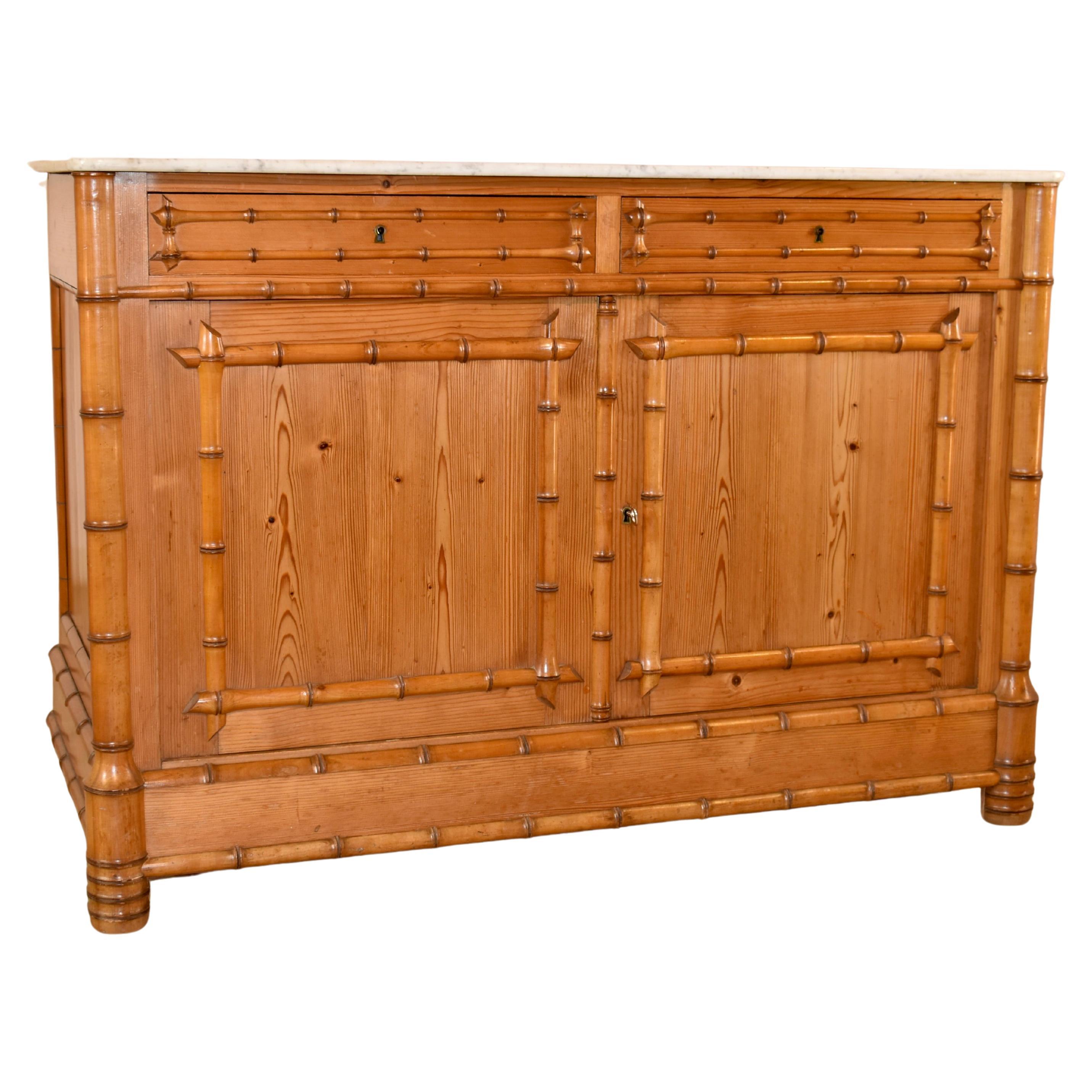 19th Century Faux Bamboo Buffet with Marble Top
