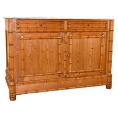 19th Century Faux Bamboo Buffet with Marble Top