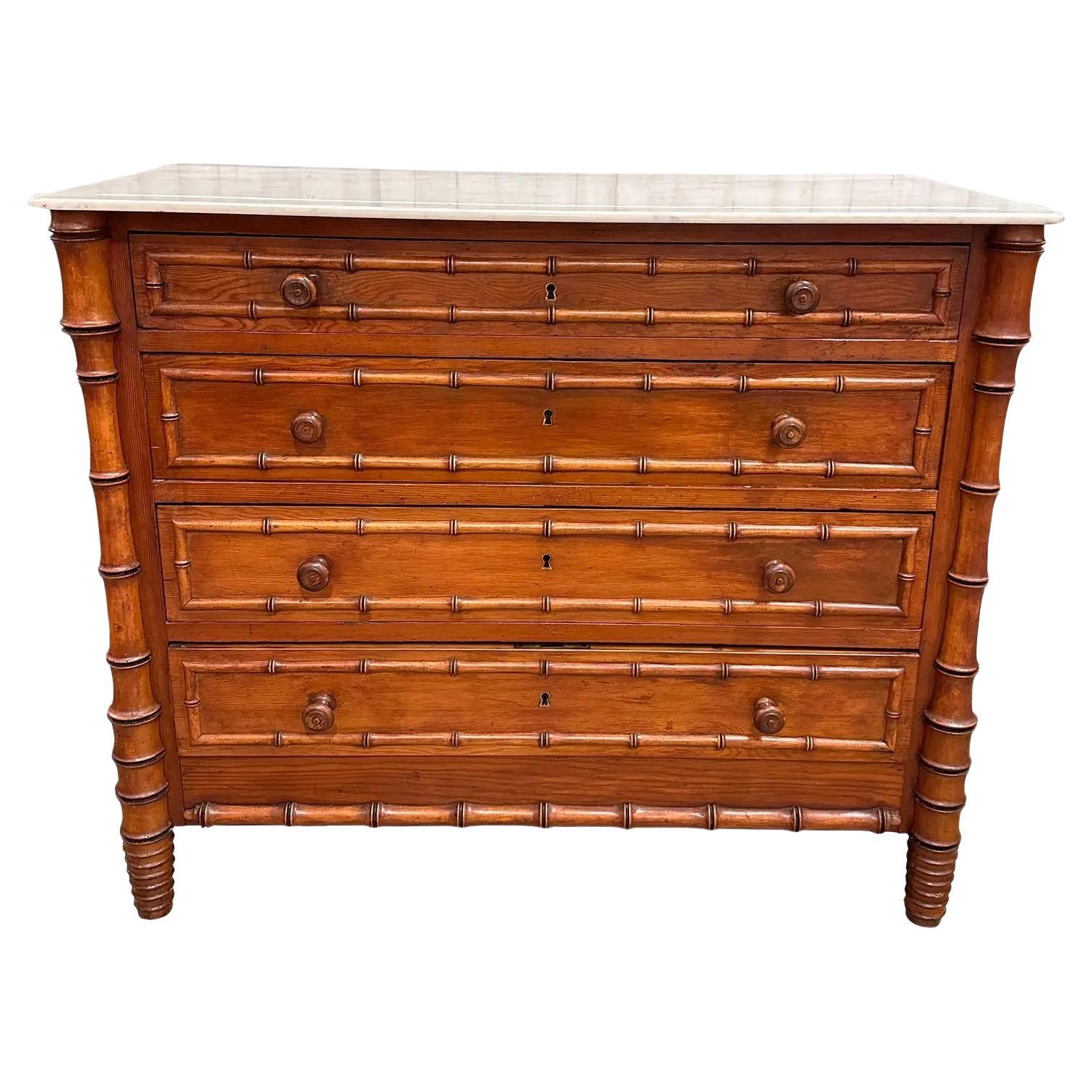 19th Century Faux Bamboo Chest For Sale