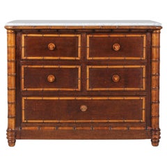 19th Century "Faux Bamboo" Chest Of Drawers, Birdseye Maple