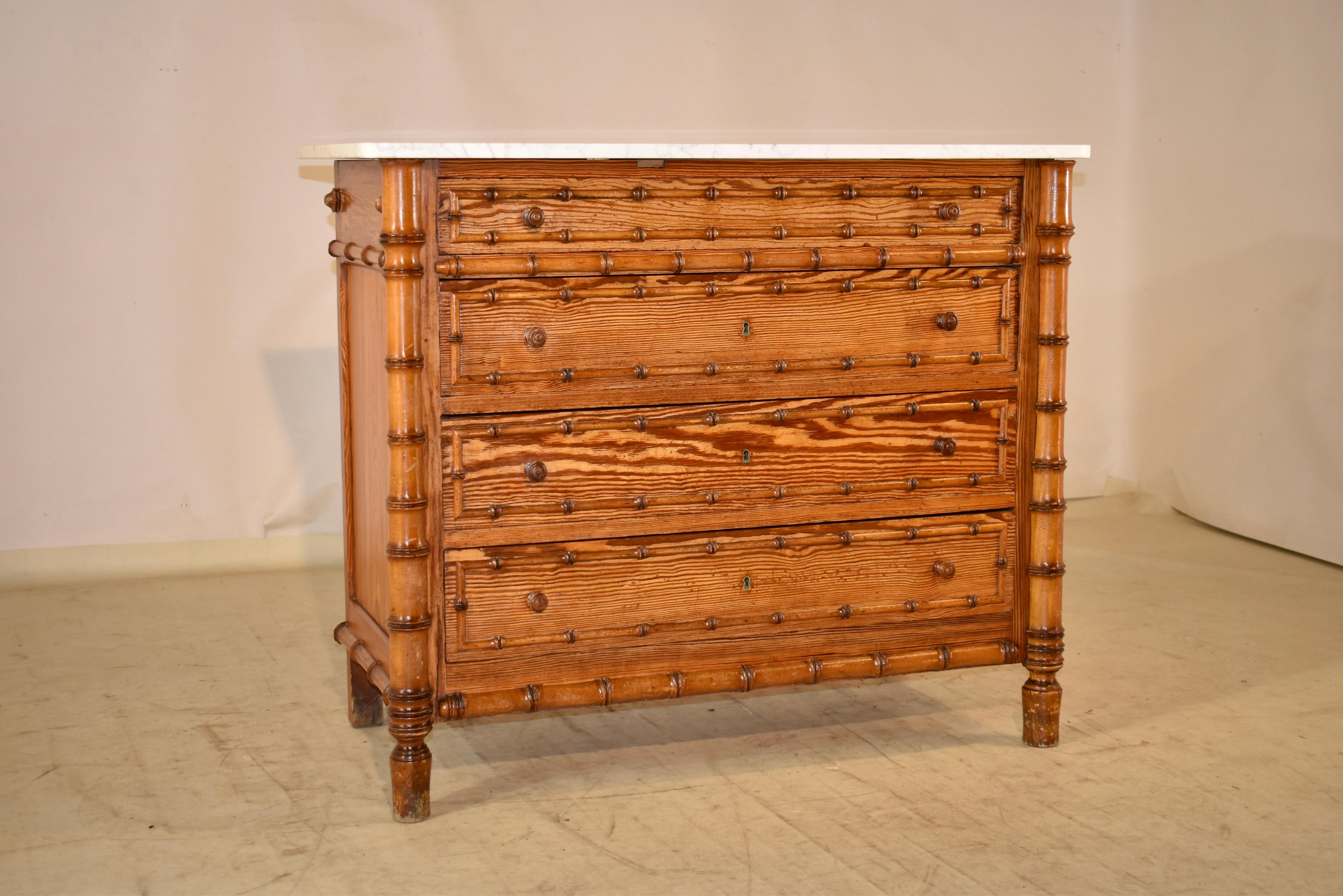 Art Nouveau 19th Century Faux Bamboo Chest of Drawers