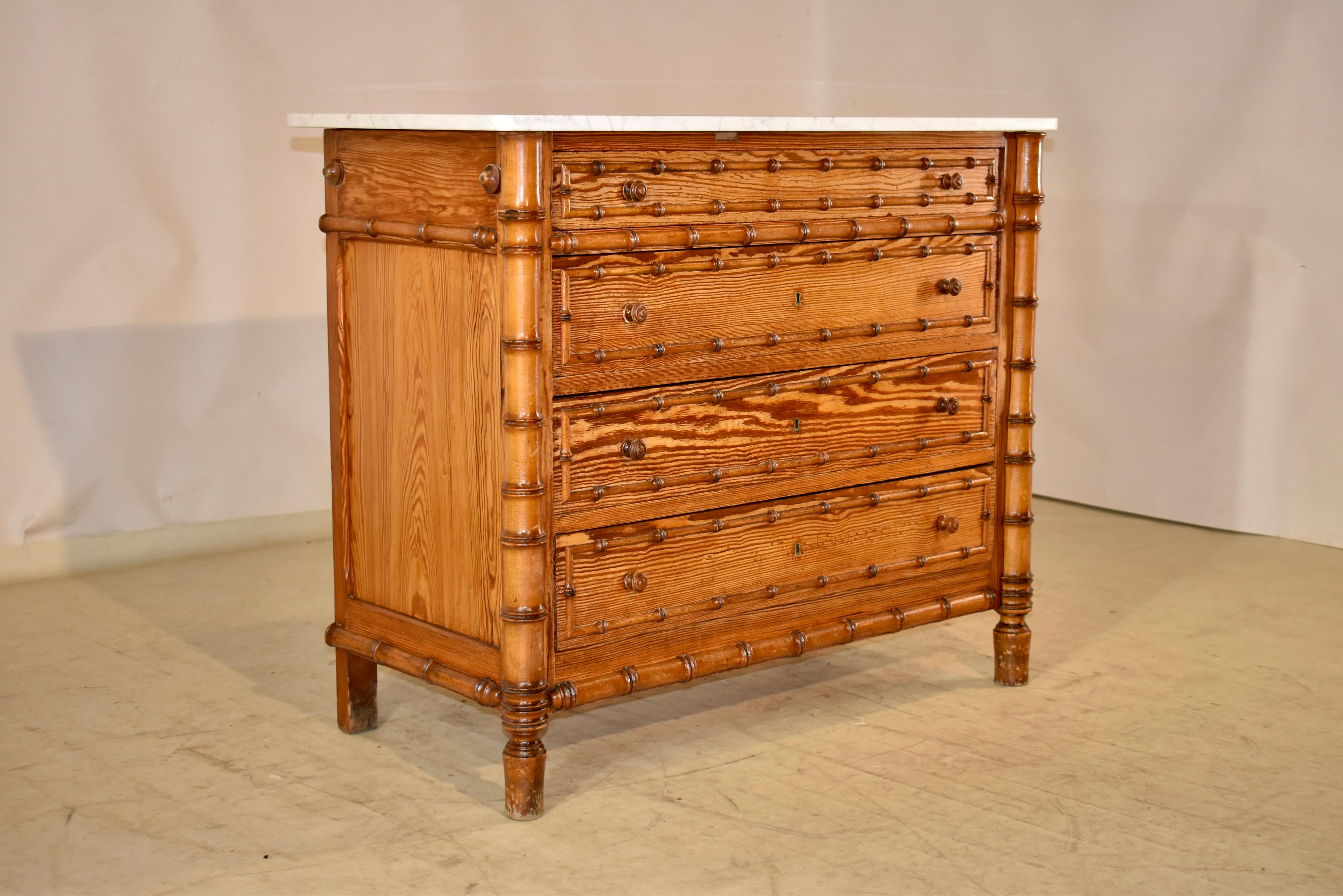 French 19th Century Faux Bamboo Chest of Drawers