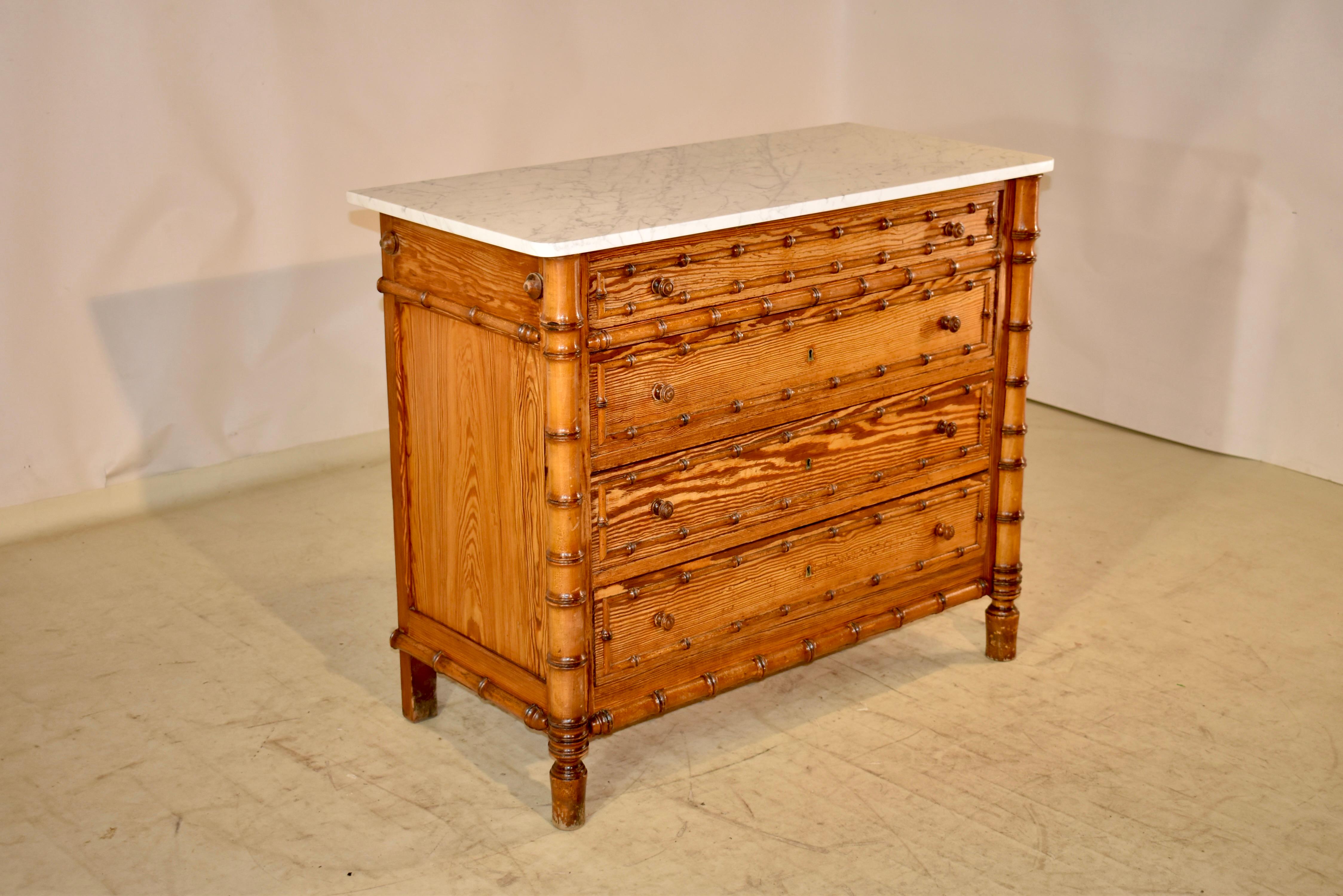 19th Century Faux Bamboo Chest of Drawers In Good Condition In High Point, NC