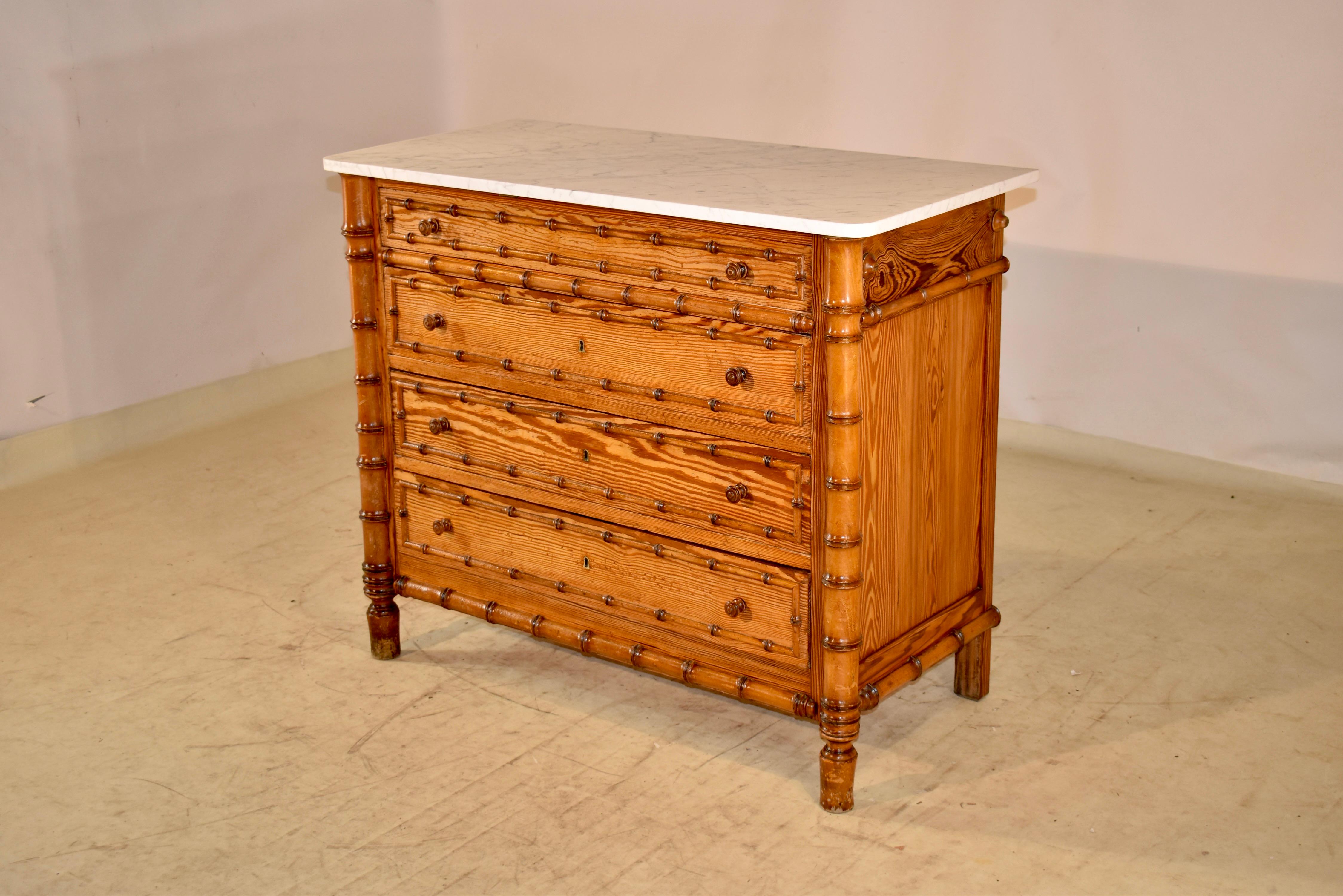 19th Century Faux Bamboo Chest of Drawers 2