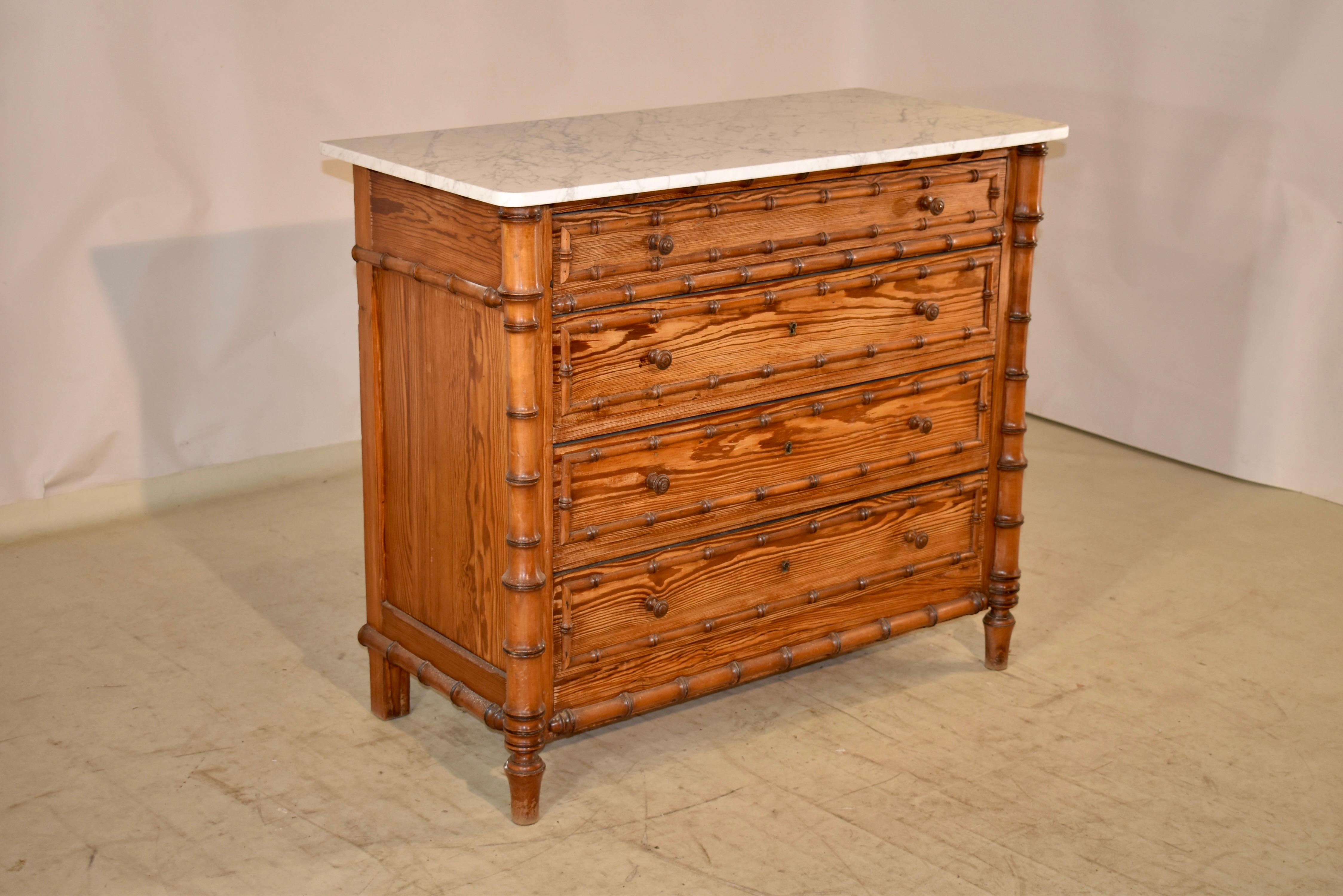 French 19th Century Faux Bamboo Chest of Drawers from France