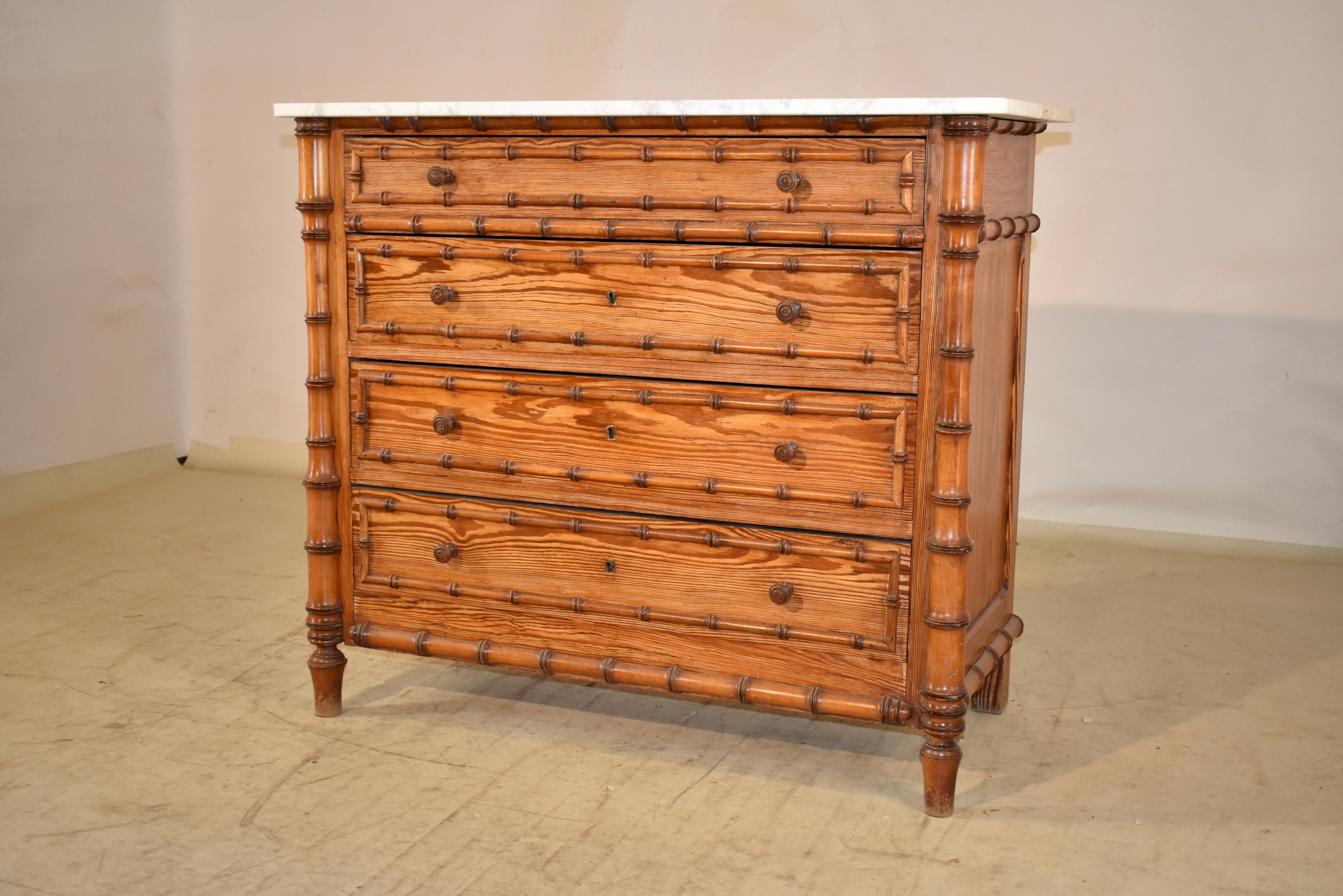 19th Century Faux Bamboo Chest of Drawers from France In Good Condition In High Point, NC