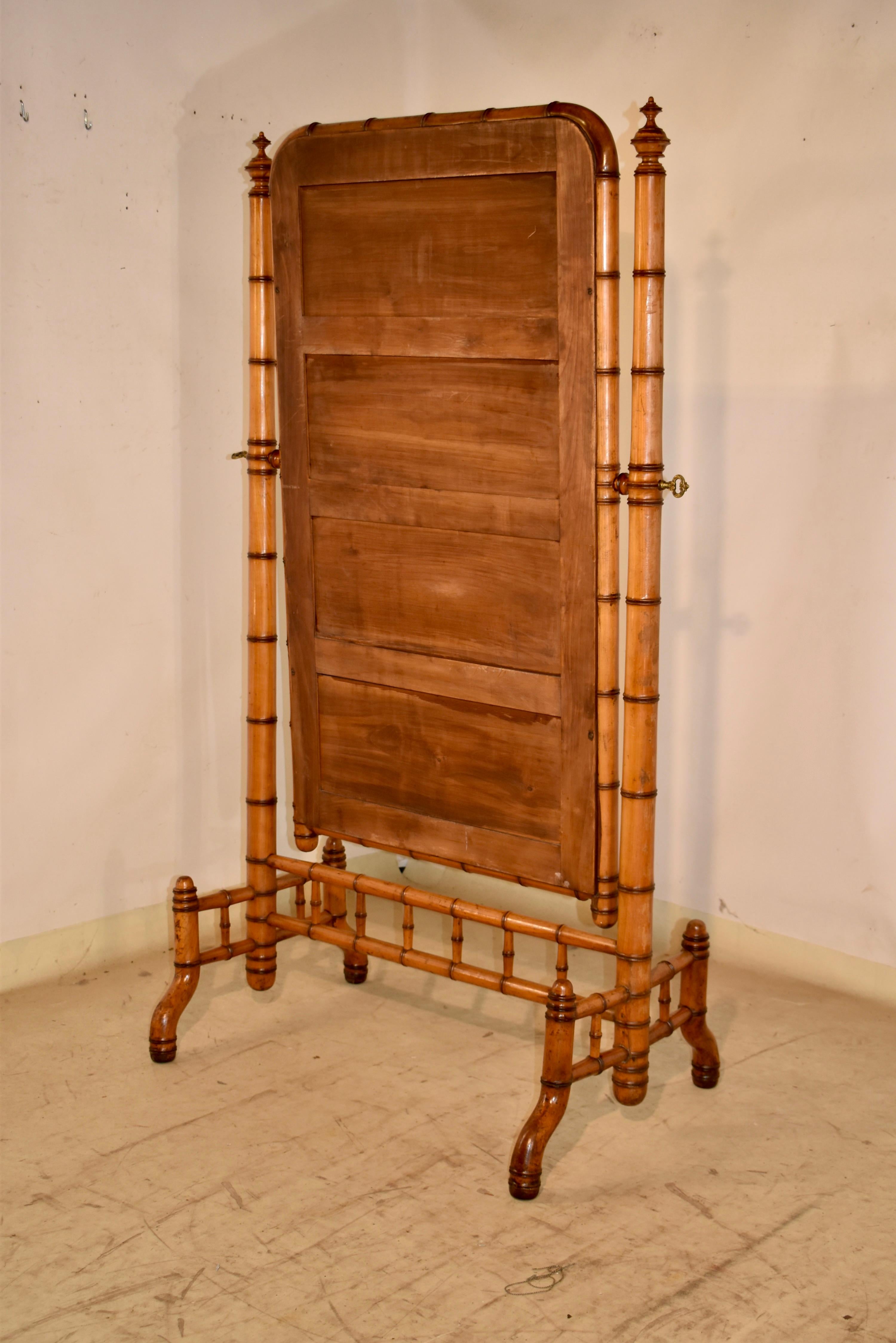 Specchio chevale in finto bambù del XIX secolo in vendita 6
