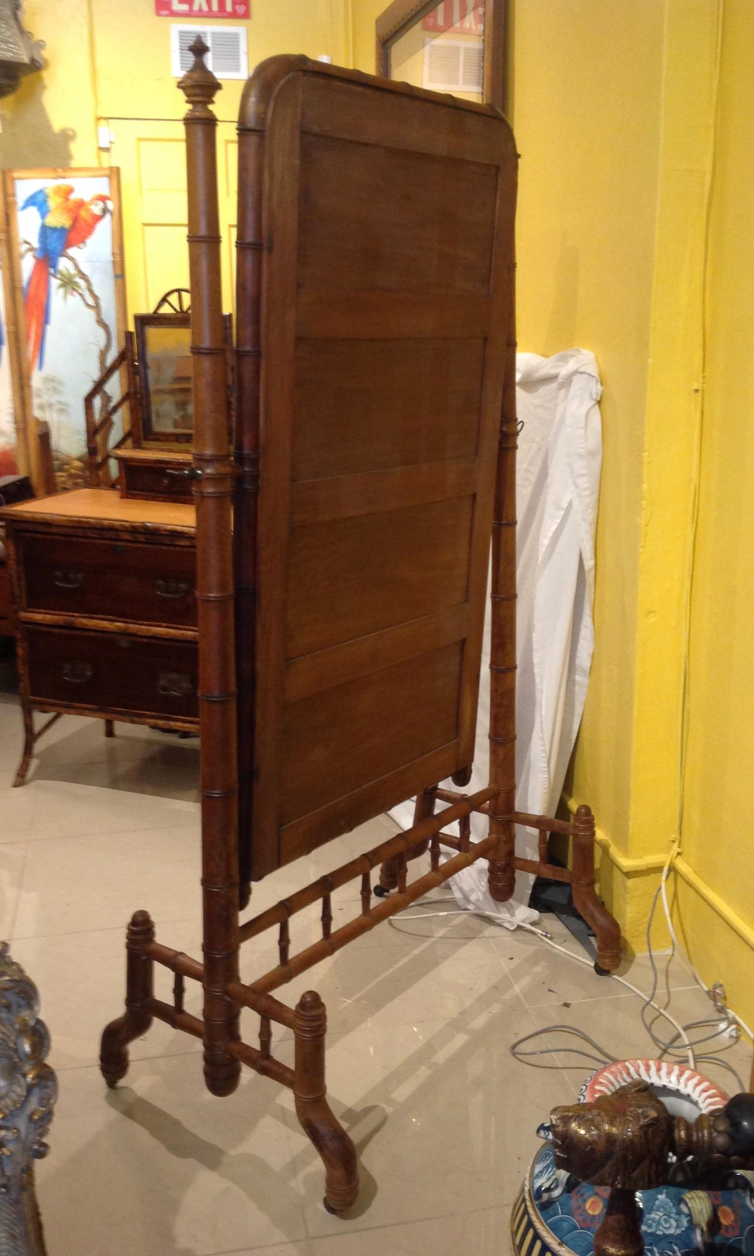 19th Century Faux Bamboo Cheval Mirror 8