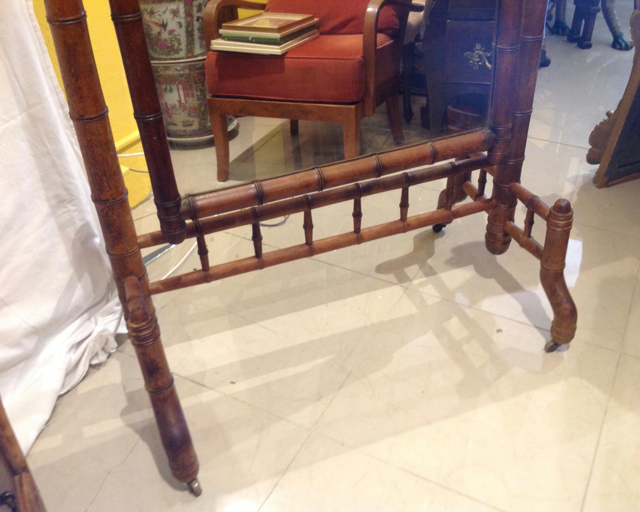 19th Century Faux Bamboo Cheval Mirror In Good Condition In West Palm Beach, FL