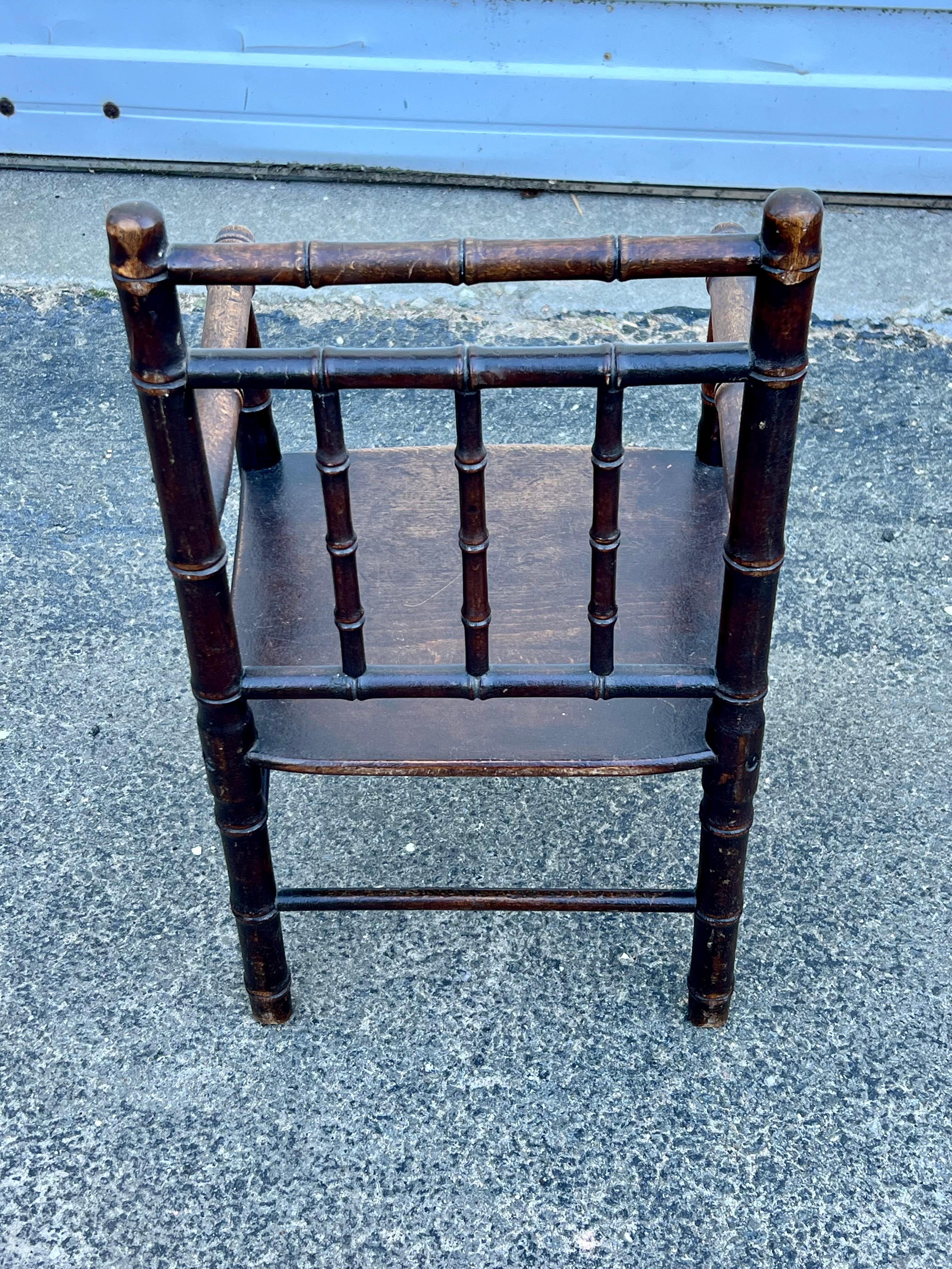 Hand-Crafted 19th Century Faux Bamboo Child's Chair For Sale