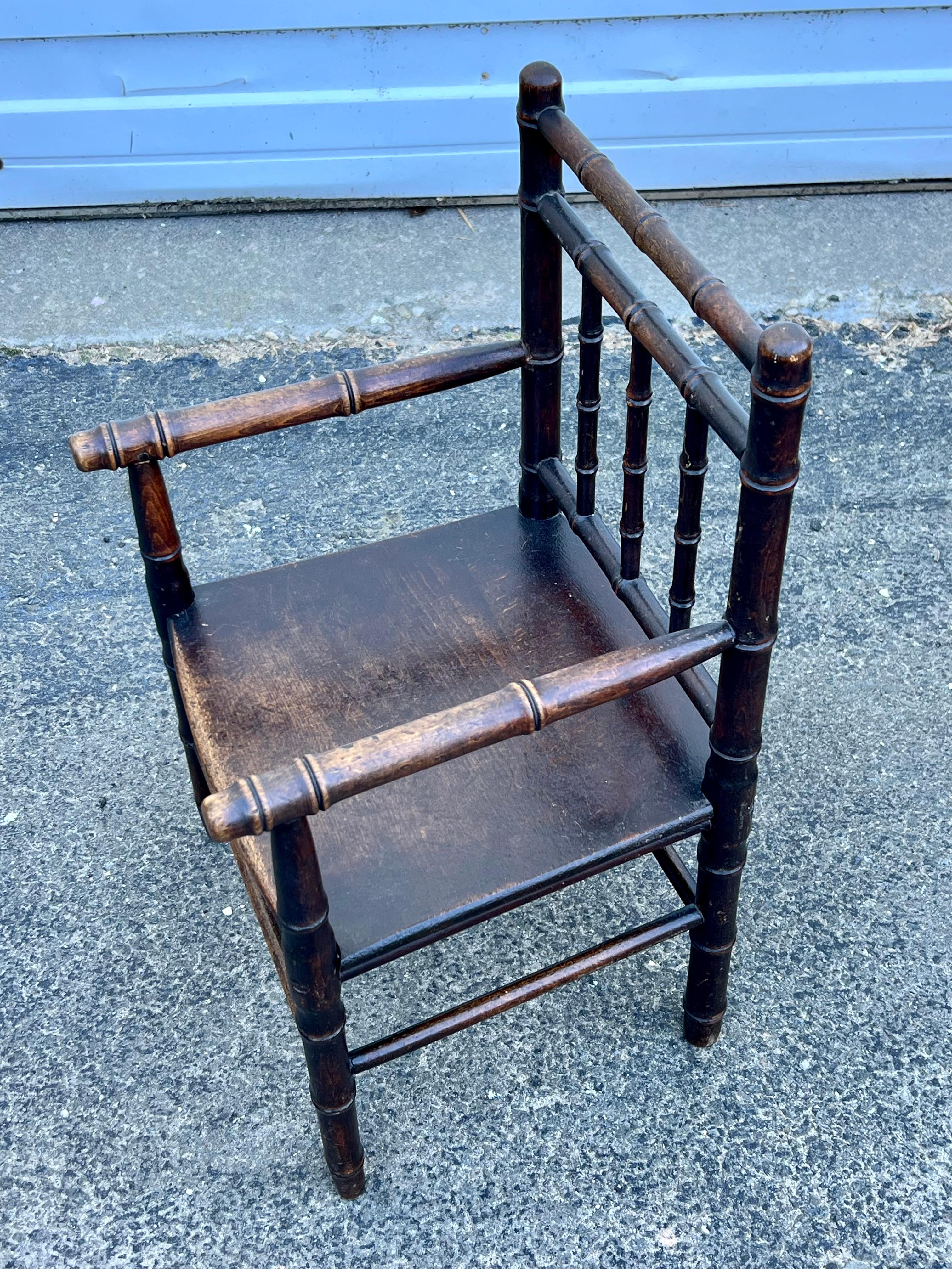 19th Century Faux Bamboo Child's Chair In Good Condition For Sale In Nantucket, MA