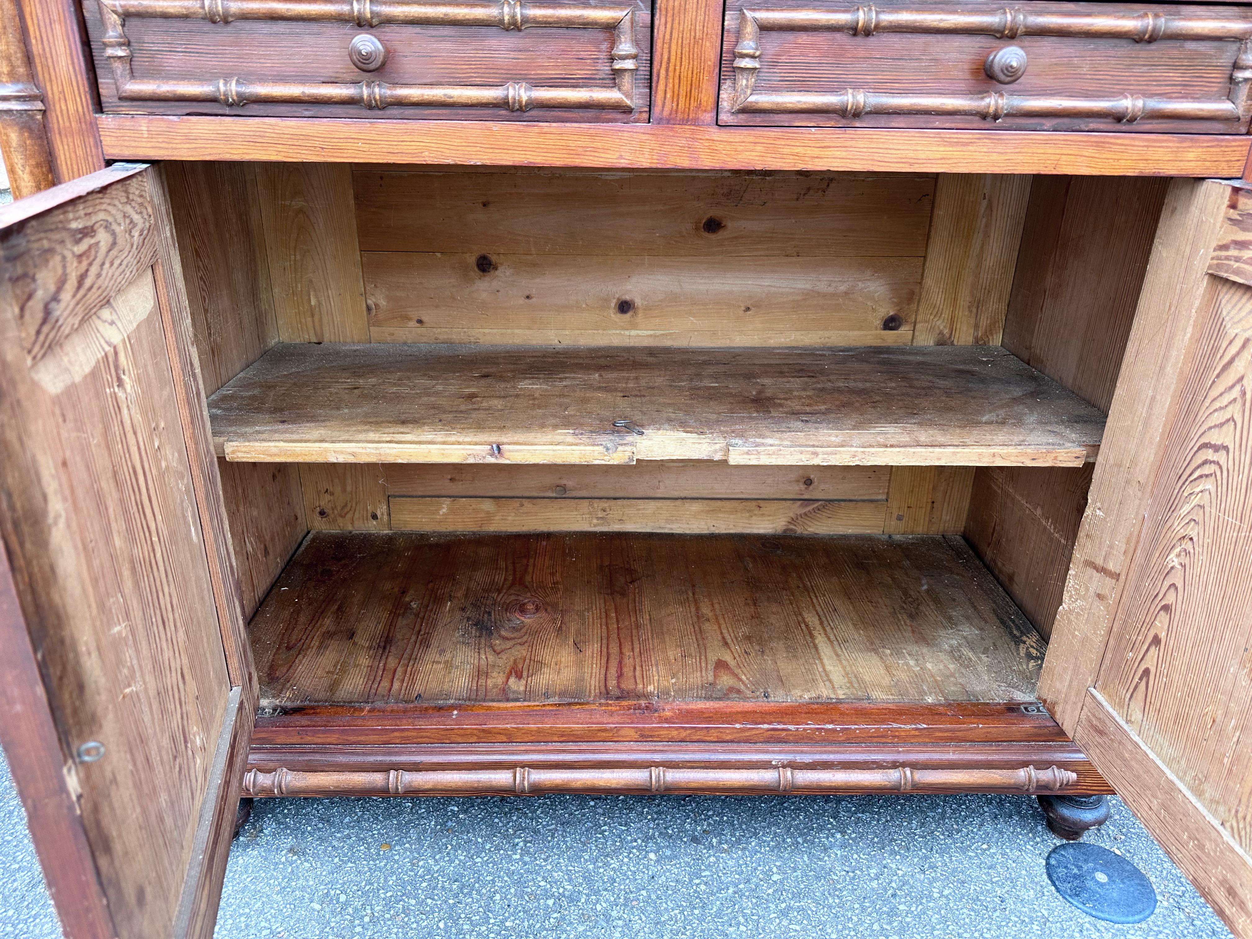 French 19th Century Faux Bamboo Cupboard For Sale