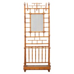 Antique 19th Century Faux Bamboo Mahogany Hall Stand