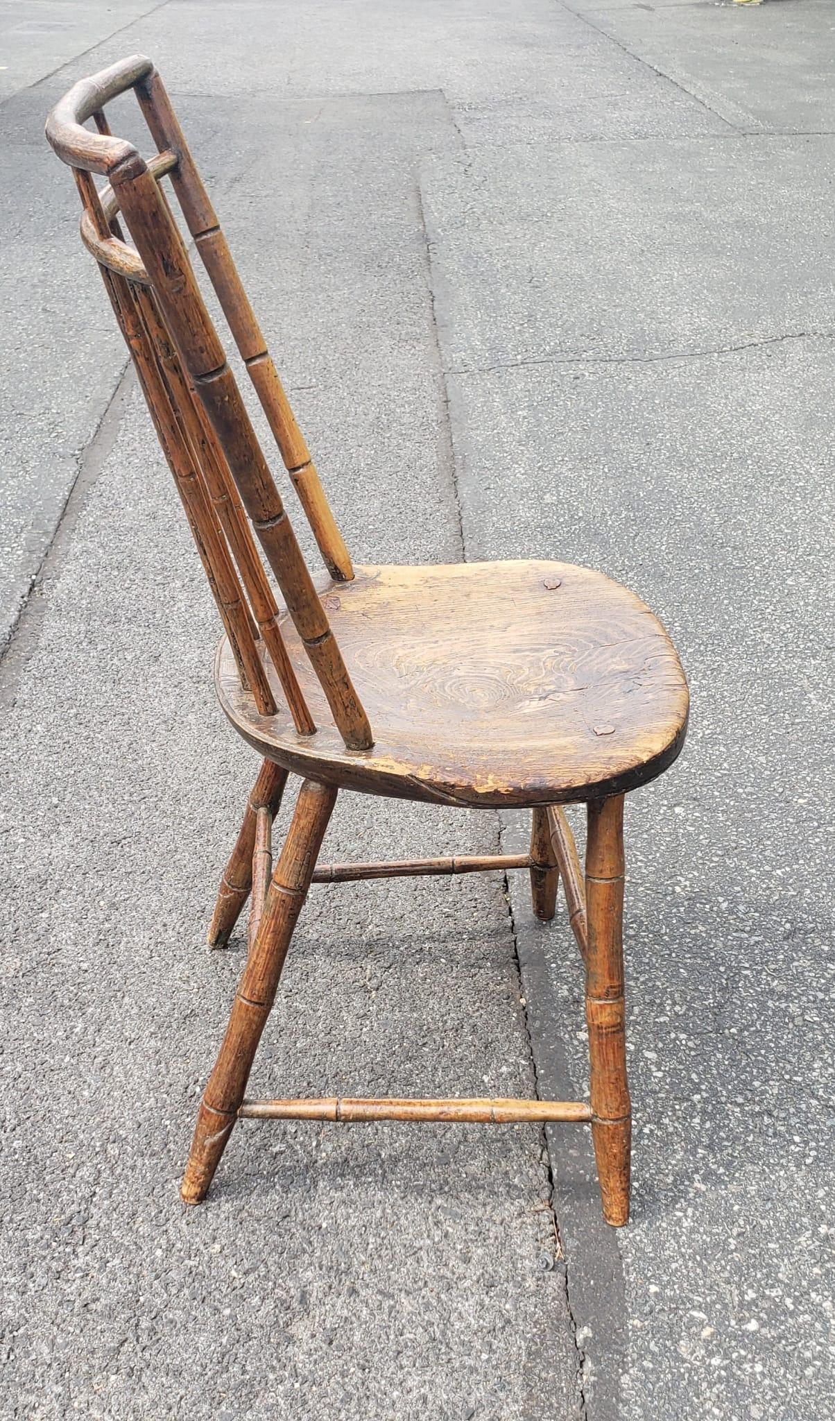 Victorian 19th Century Faux Bamboo Maple Windsor Side Chair For Sale