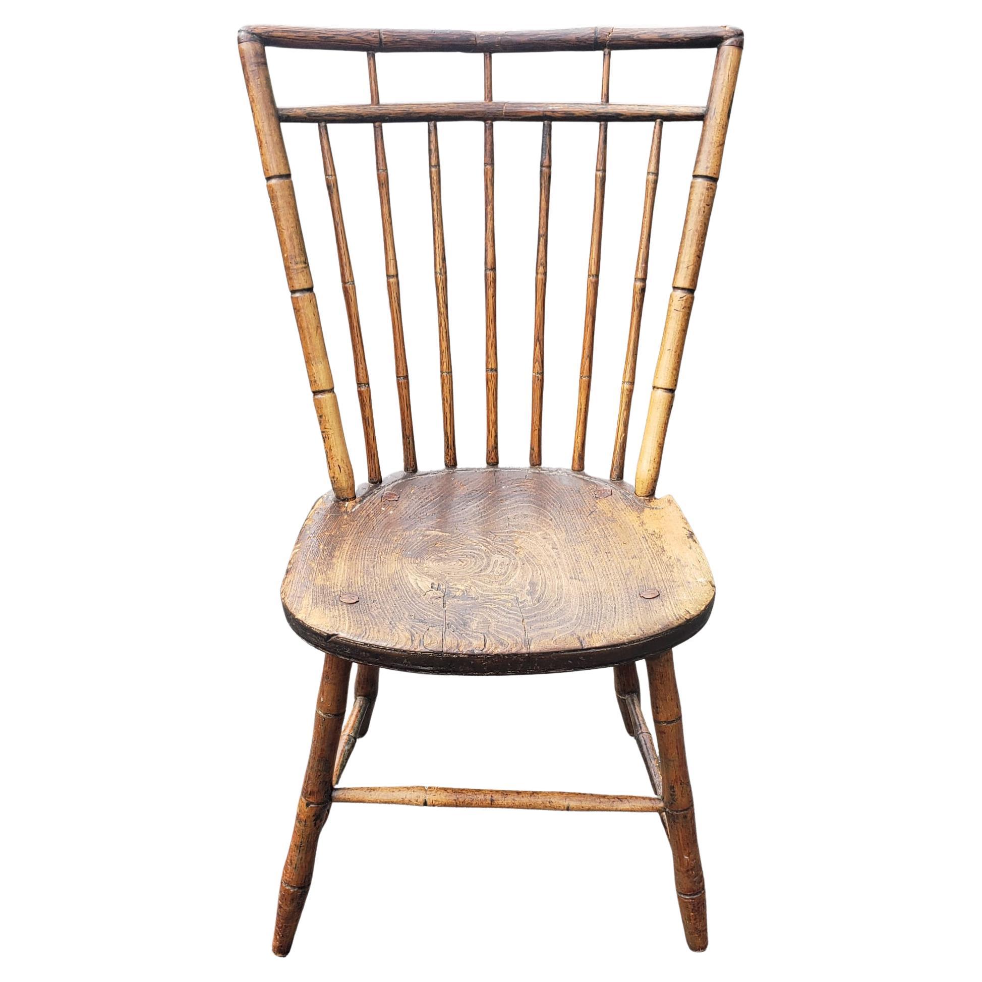 19th Century Faux Bamboo Maple Windsor Side Chair For Sale